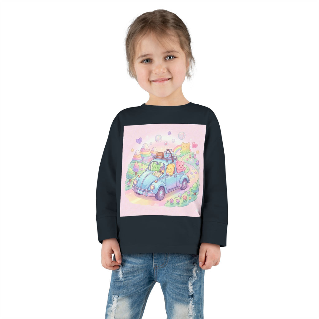 Pastel Car Ride Trip, Oozy Bear Group Friends- Graphic Long Sleeve Shirt