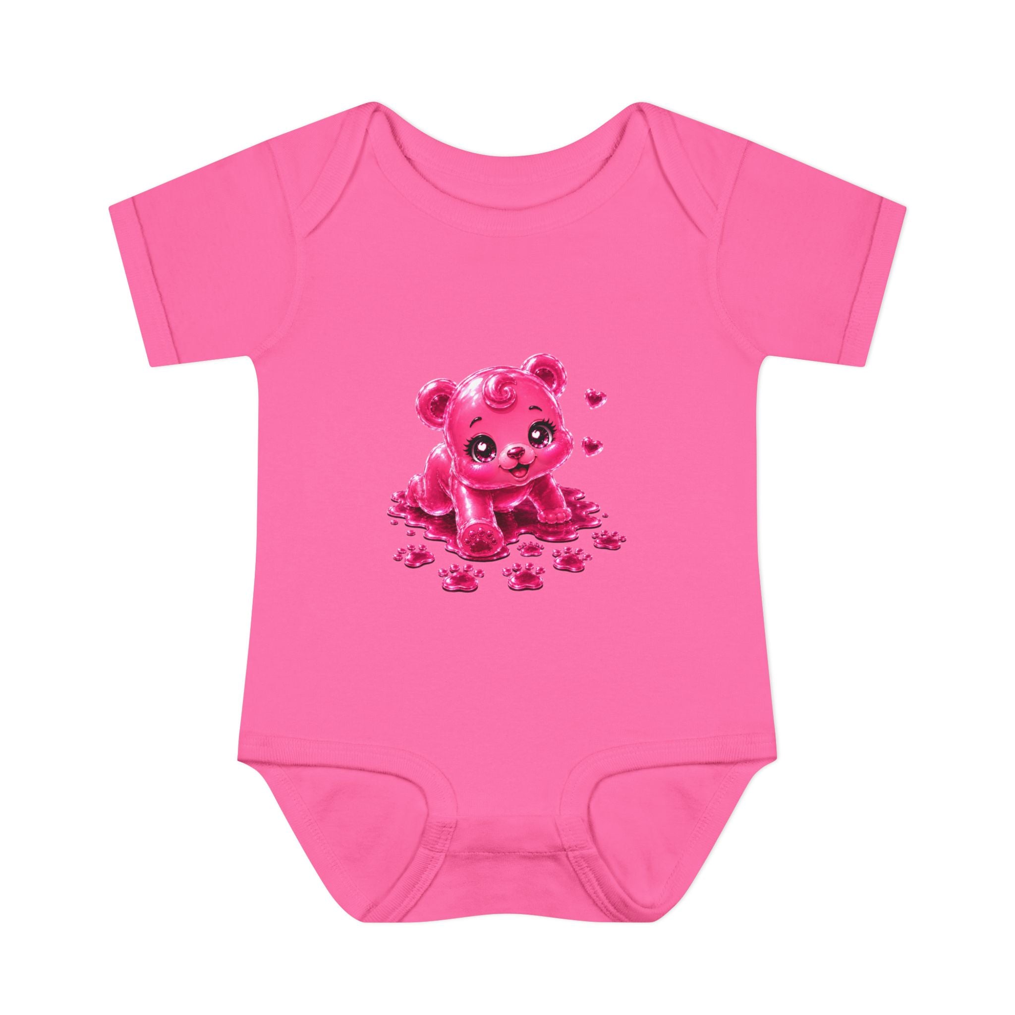 Messy Play Time, Crawling Steps Pink Oozy Baby Gummy Bear Cutie Addition- Graphic Onesie