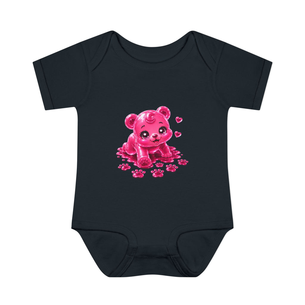 Messy Play Time, Crawling Steps Pink Oozy Baby Gummy Bear Cutie Addition- Graphic Onesie