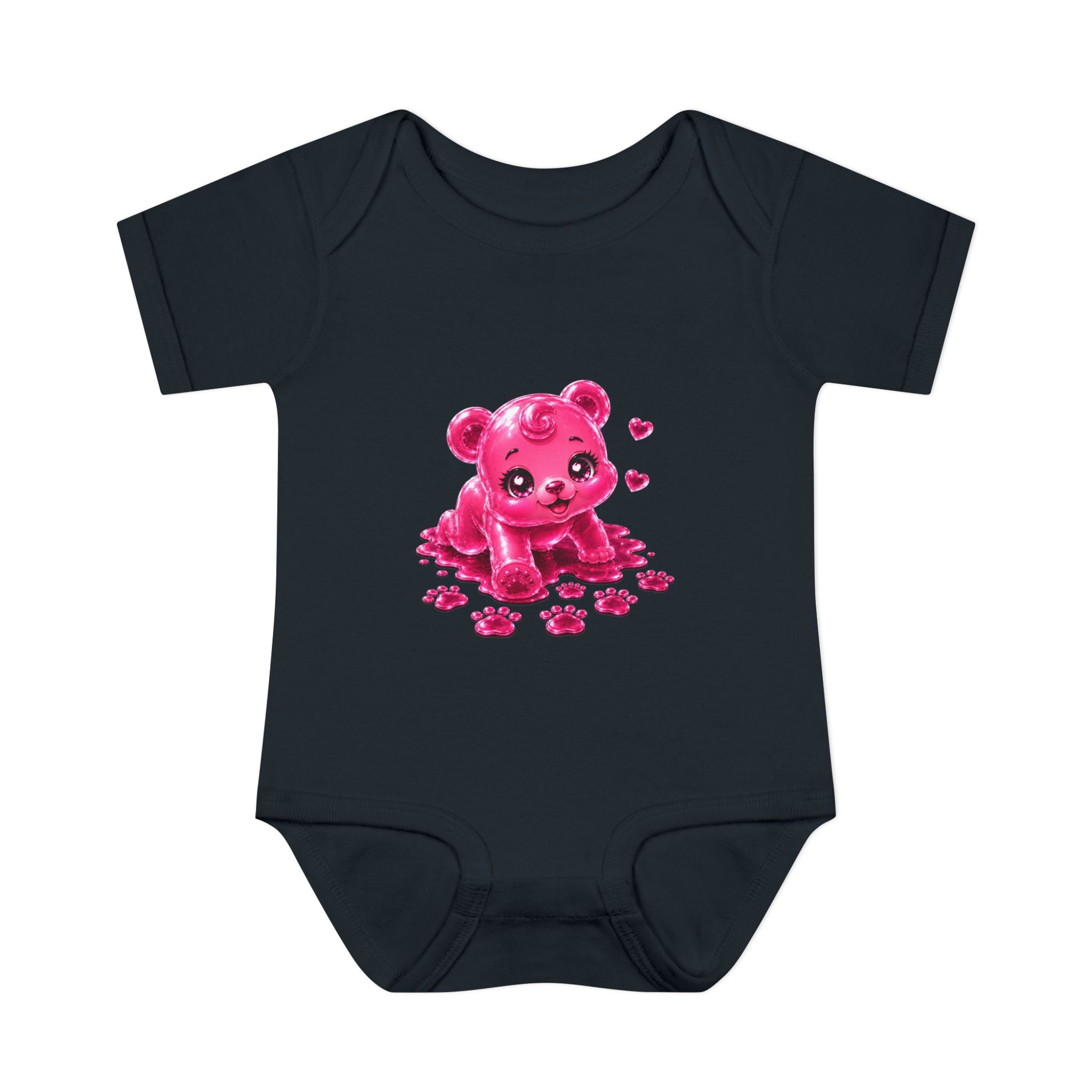 Messy Play Time, Crawling Steps Pink Oozy Baby Gummy Bear Cutie Addition- Graphic Onesie