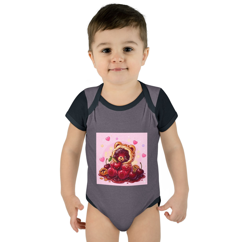 Cherry Danish Gooey Gummy Bear in Puff PJs (Infant Rib Onesie)