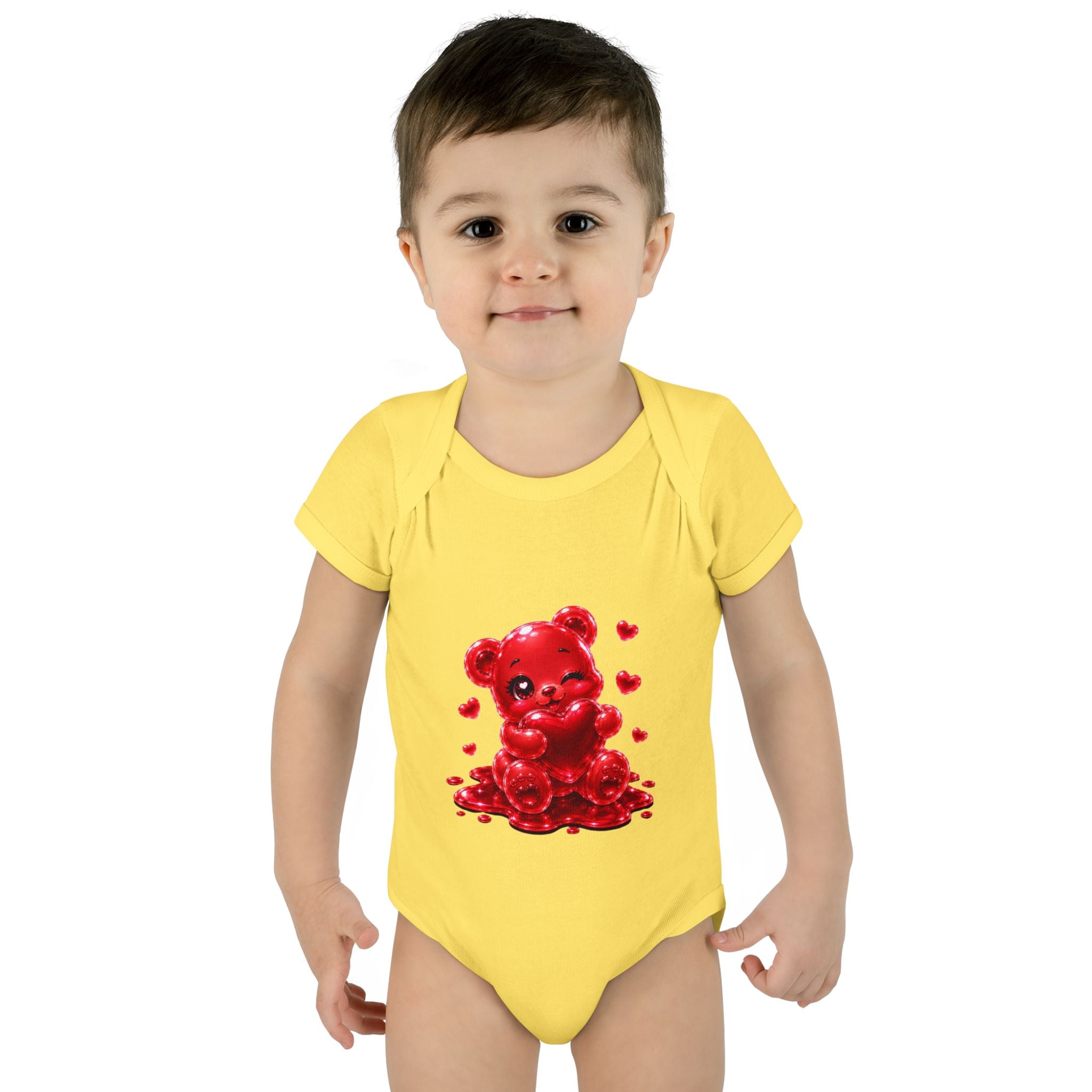 Special Red Heart Oozy Bear Baby Gummy Cutie Addition- Graphic Onesie