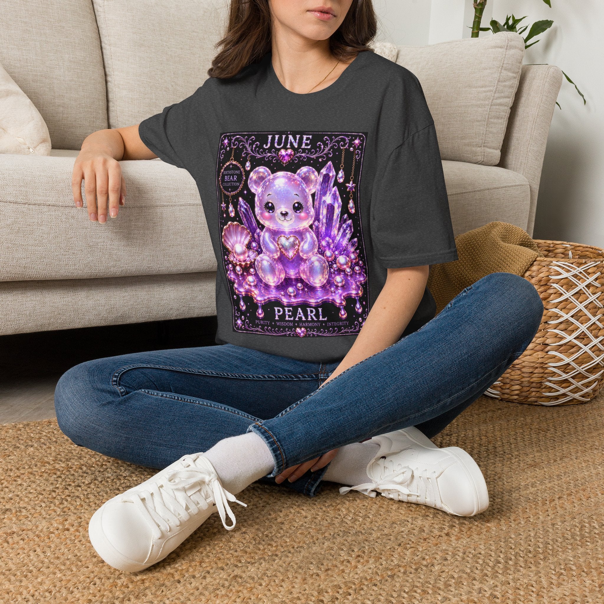 June Birthstone Pearl Crystal Oozy Bears Special Addition- Graphic Shirt
