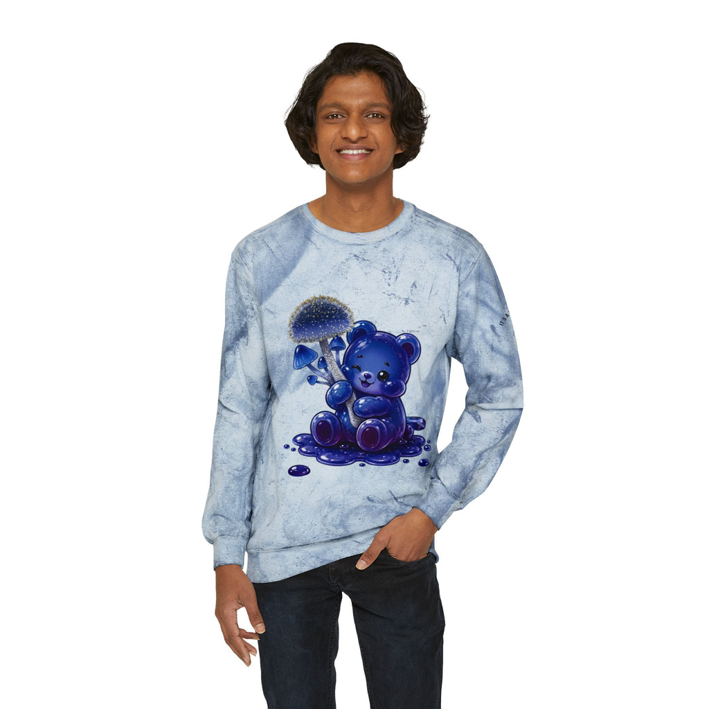 Special Pretty Blue Mushroom, Gooey Gummy Bear Friends -Kawaii Graphic Sweatshirt