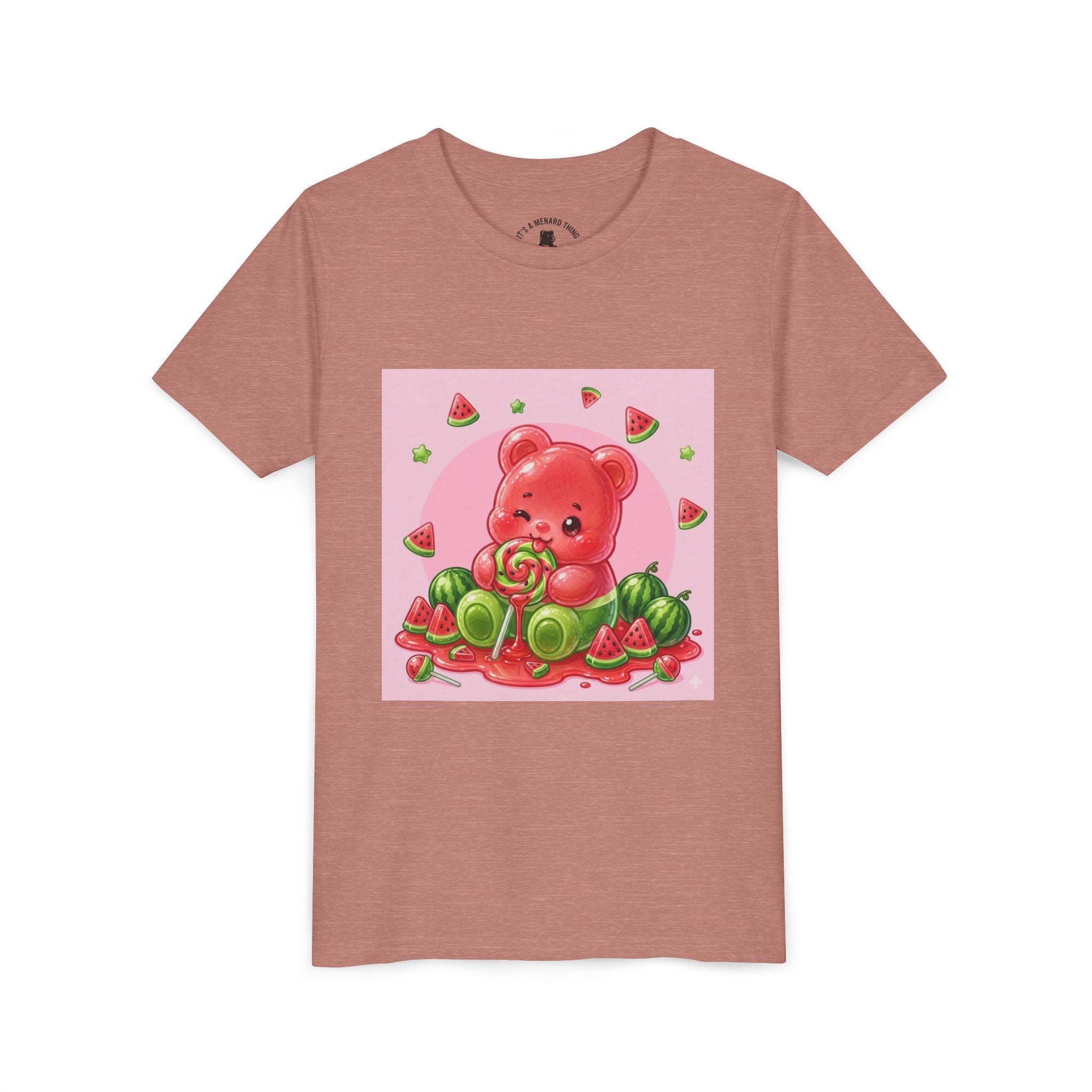 Watermelon Swirl Lollipop Gooey Gummy Bear- Youth Shirt