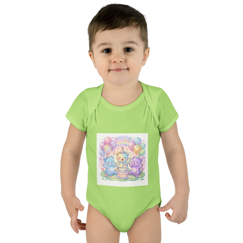 Birthday Gooey Bears, Cake & Balloons Infant Onesie