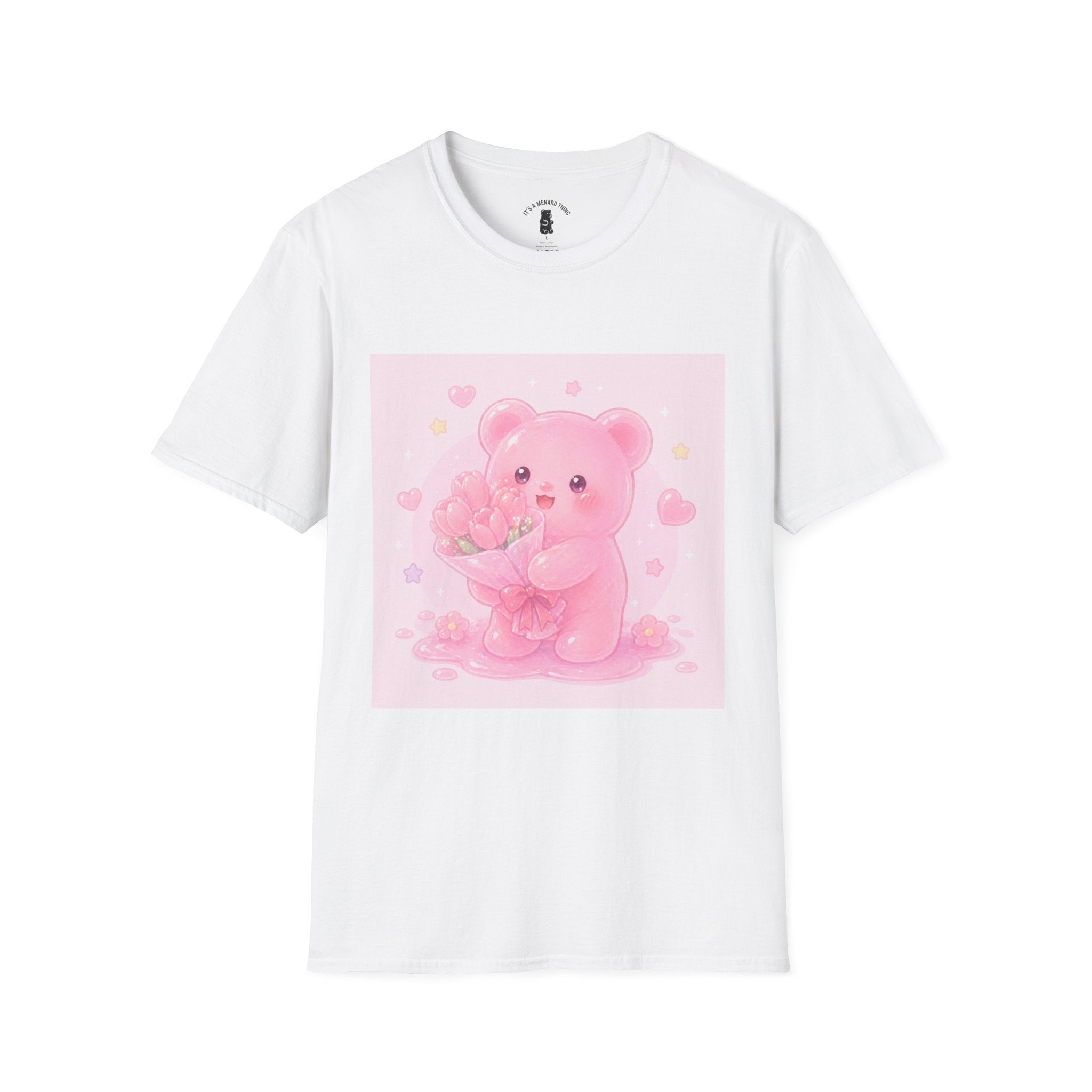 Gooey Pink Gummy Bear Bouquet T-Shirt — Kawaii Valentine Floral Tee