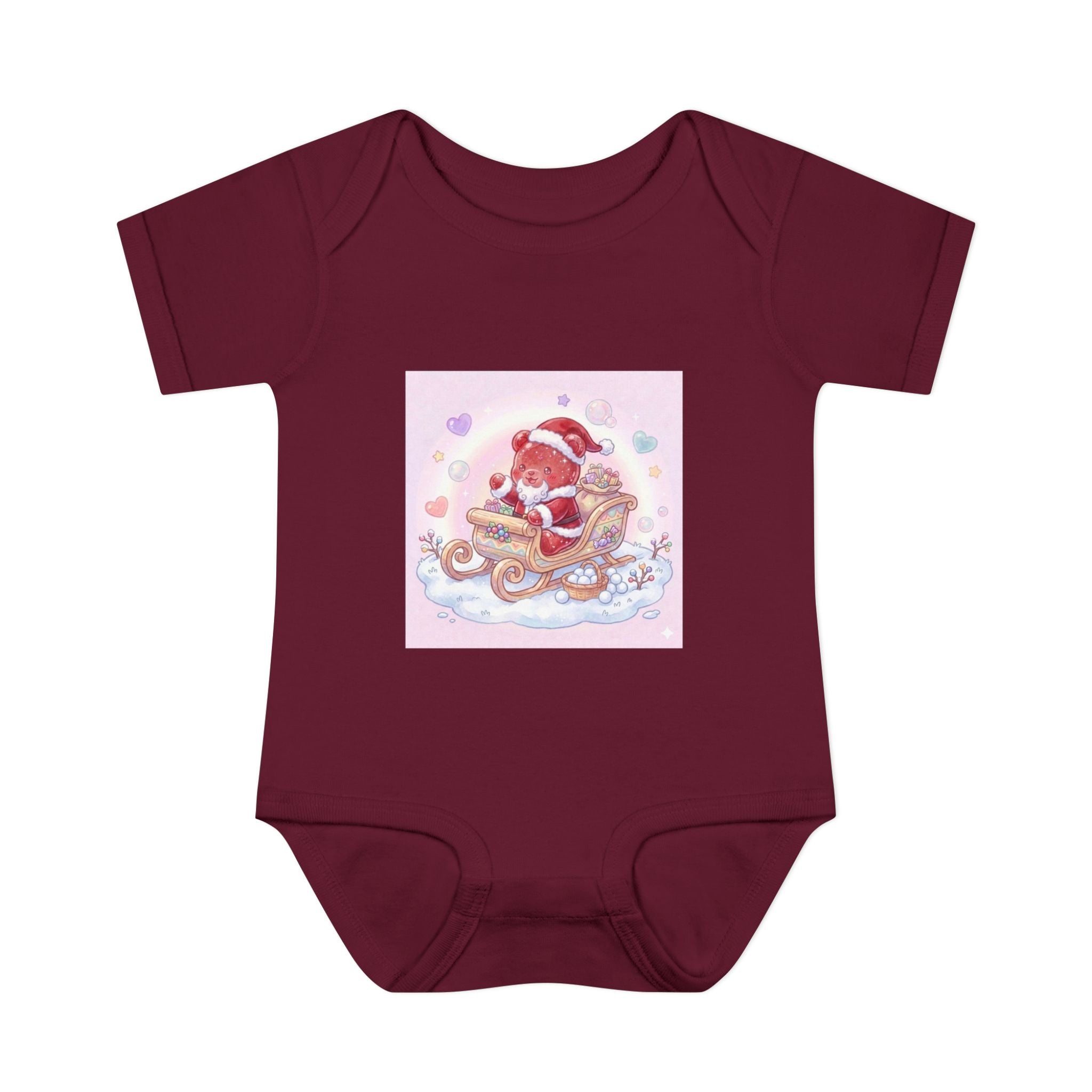 Baby Bodysuit – Gooey Gummy Santa in Sleigh Christmas Infant Onesie