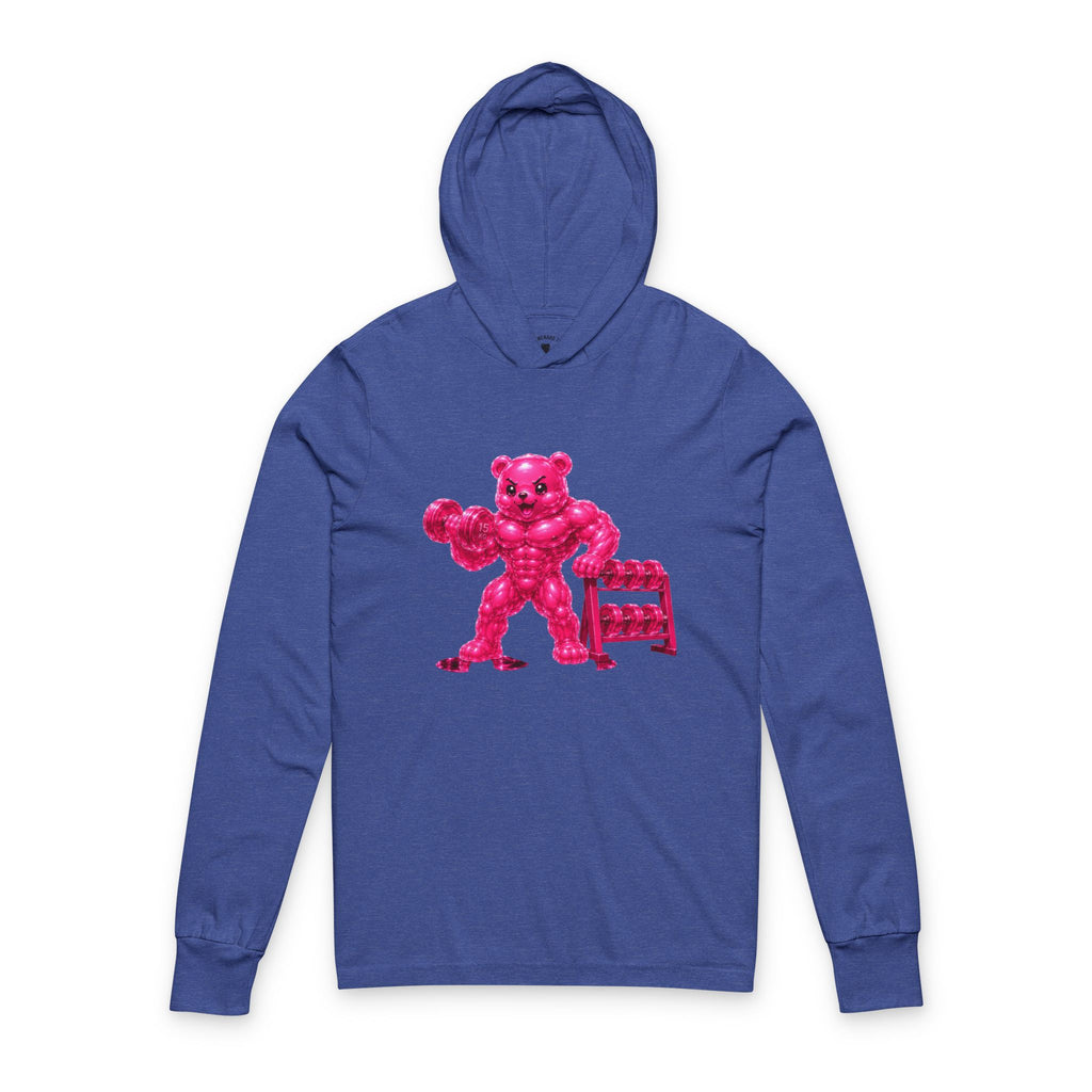 Weightlifter, Neon Pink Oozy Buff Bear Gummy Gym Addition- Adult Workout Sweatshirt