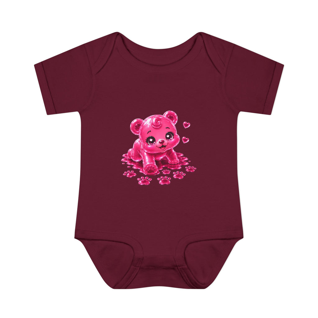 Messy Play Time, Crawling Steps Pink Oozy Baby Gummy Bear Cutie Addition- Graphic Onesie