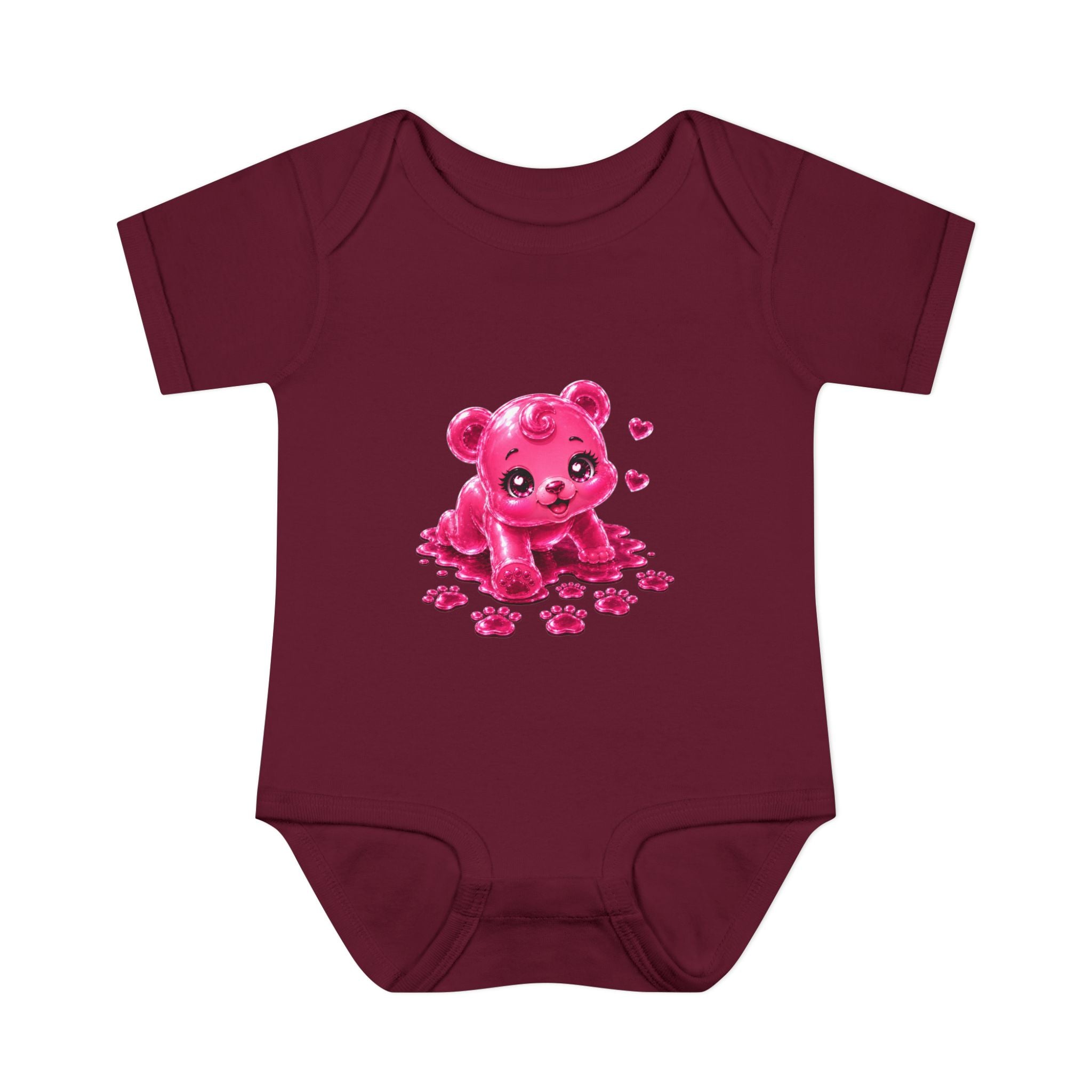 Messy Play Time, Crawling Steps Pink Oozy Baby Gummy Bear Cutie Addition- Graphic Onesie