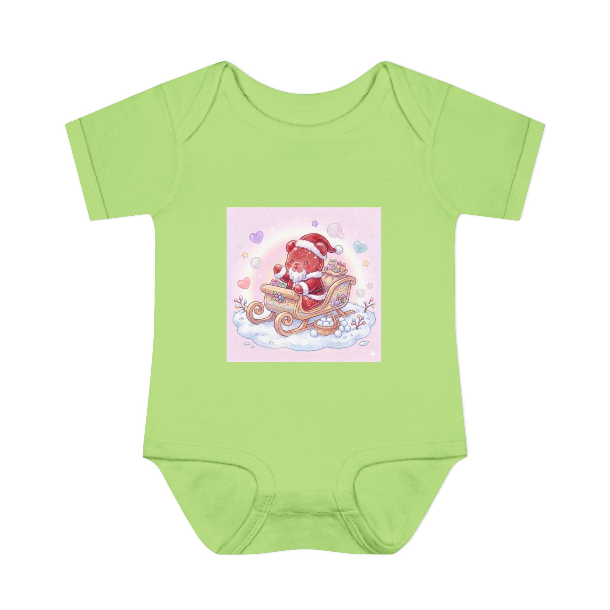 Baby Bodysuit – Gooey Gummy Santa in Sleigh Christmas Infant Onesie