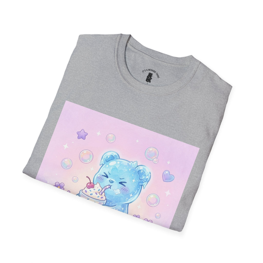 Cute Blue Iced Milkshake, Gooey Gummy Bear — Pastel Kawaii Graphic Tee