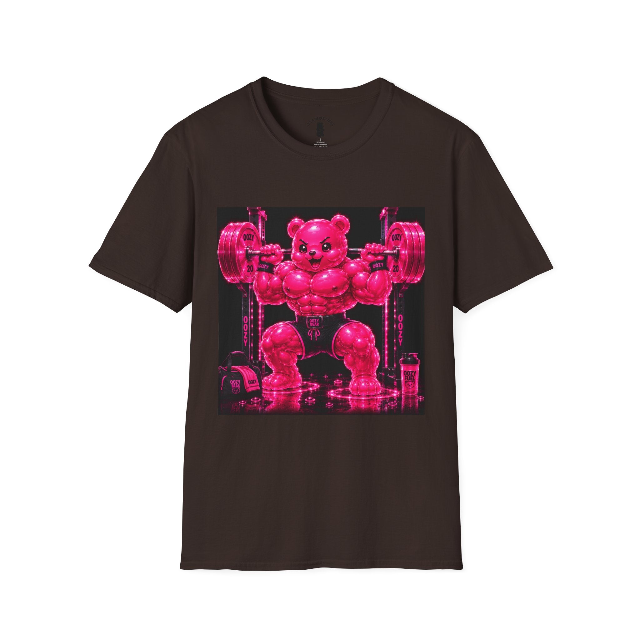 Feeling Like a Work Out, Pink Oozy Buff Bear Gummy Gym Special- Adult Graphic Shirt