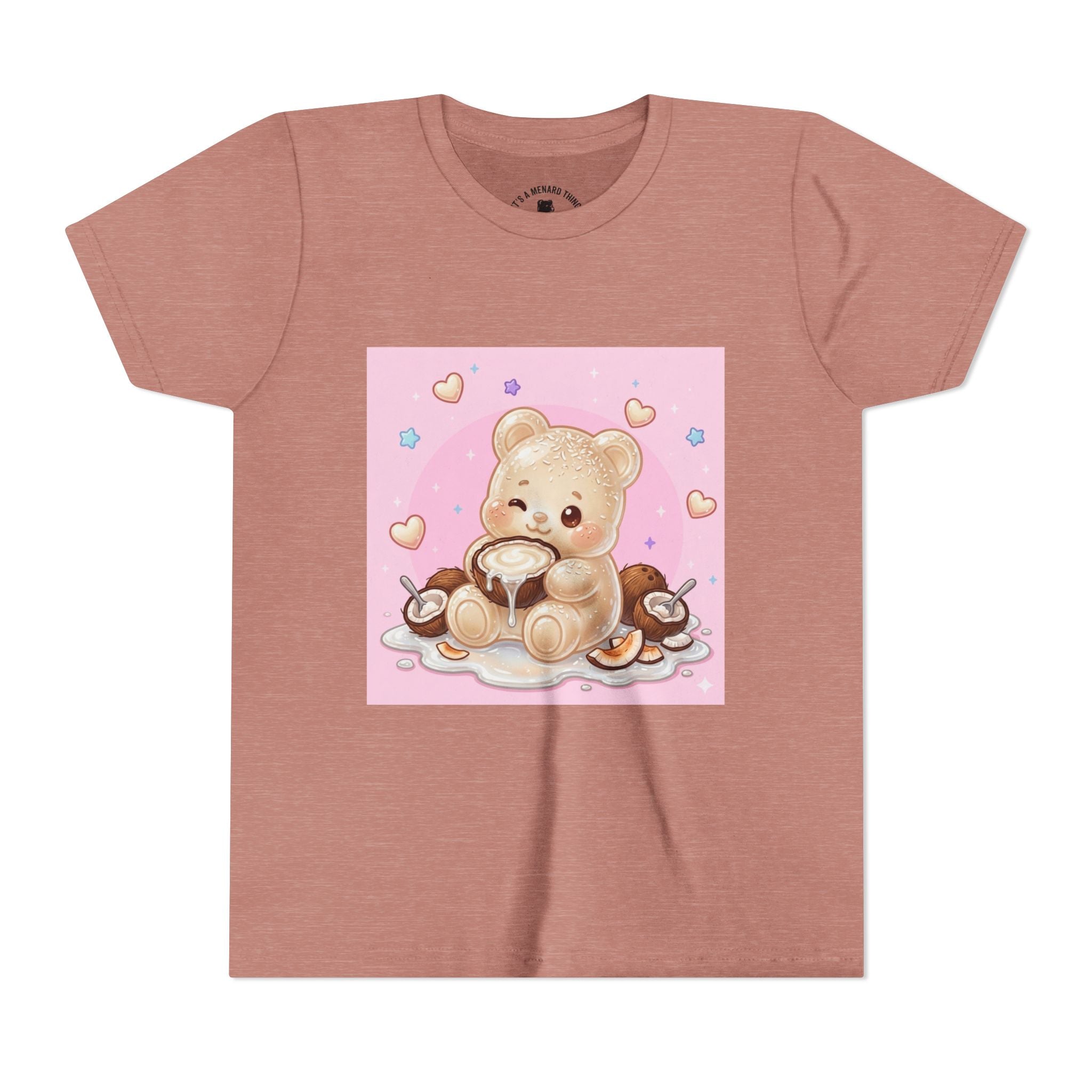 Gooey Gummy Coconut Milk Bear Kids T-Shirt (Pink Hearts)