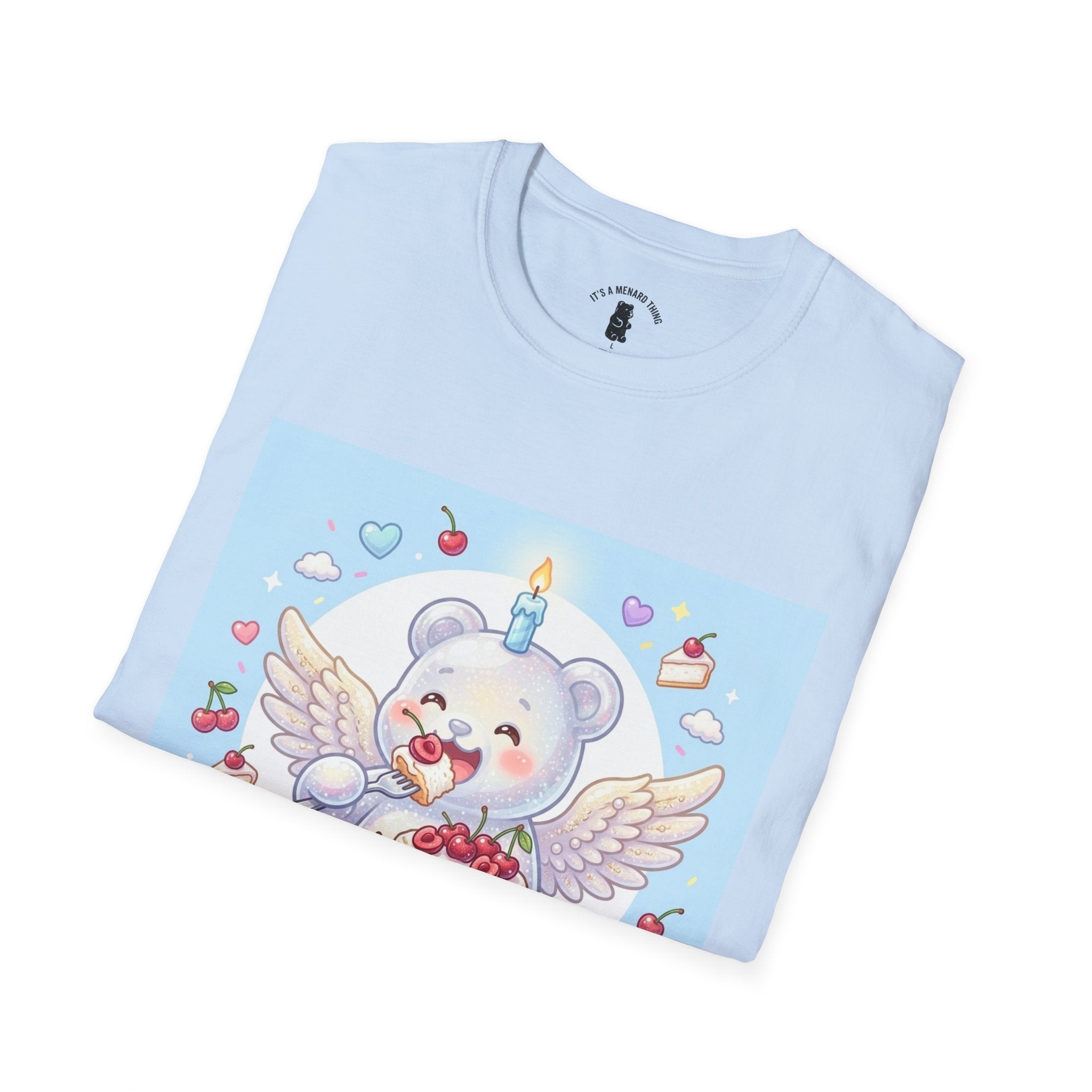 Cute Angel Food Cake, White Gooey Gummy Bear — Kawaii Graphic Tee
