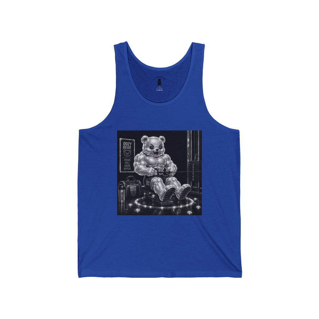 Bench Workout, Silver Oozy Buff Bear Gummy Gym Addition- Adult Graphic Shirt