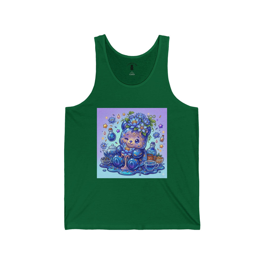 Blue Lotus Tea, Exotic Gooey Gummy Bear Friend — Kawaii Graphic Tank Top