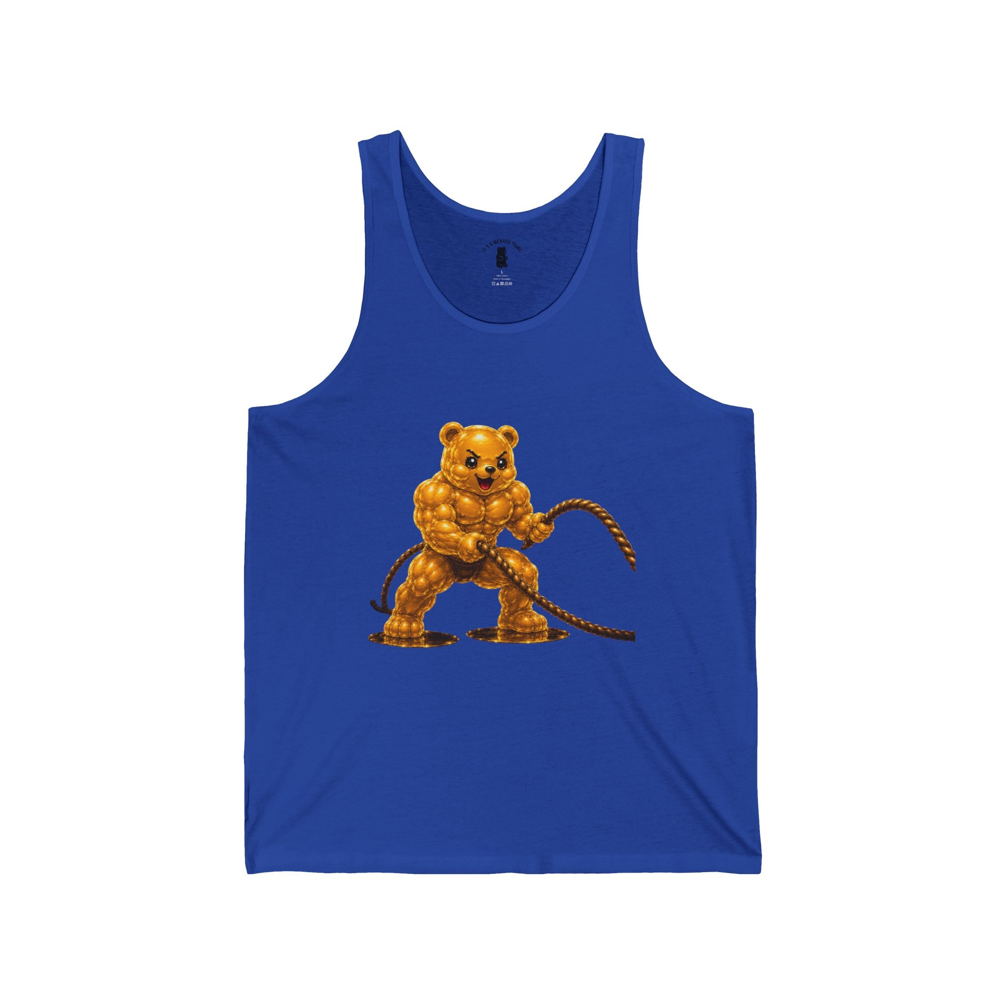 Rope Fitness, Golden Oozy Buff Bear Gym Addition- Adult Graphic Workout Shirt