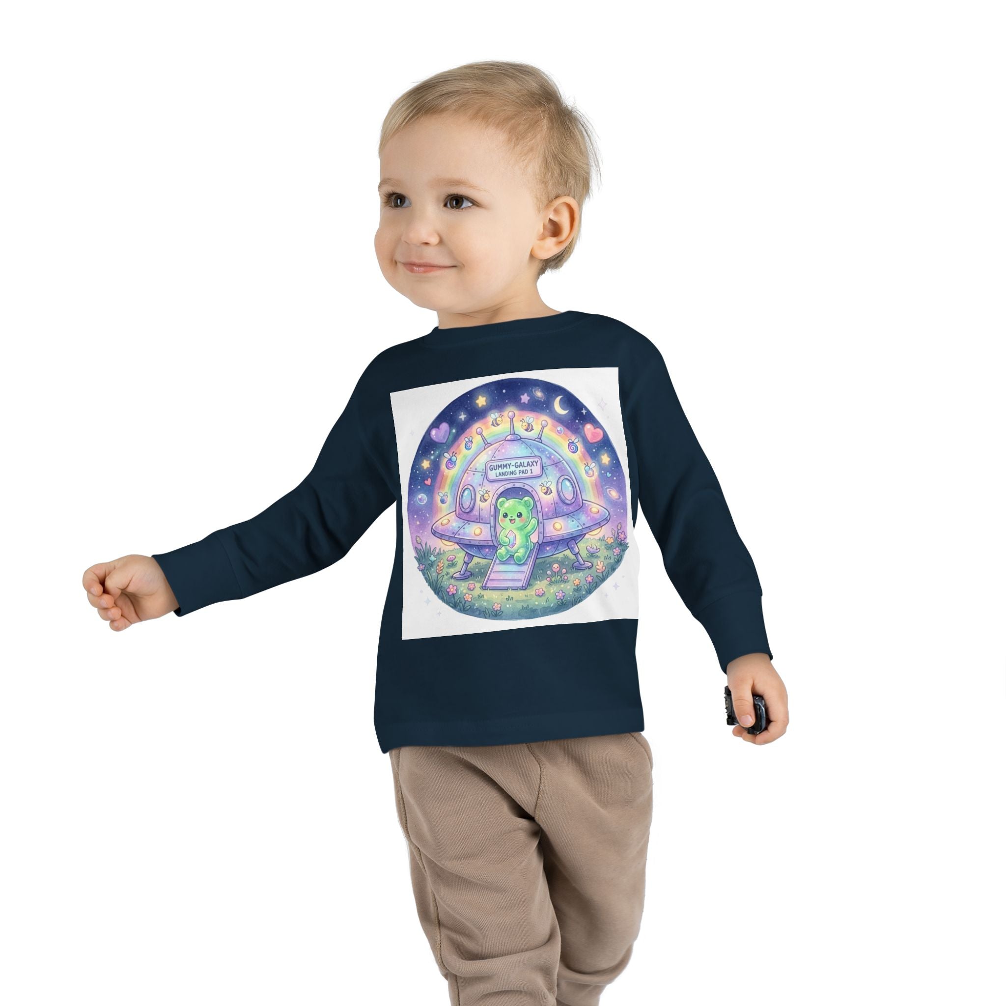 Cute Alien UFO Nightscape Oozy Bear Special- Graphic Long Sleeve Shirt