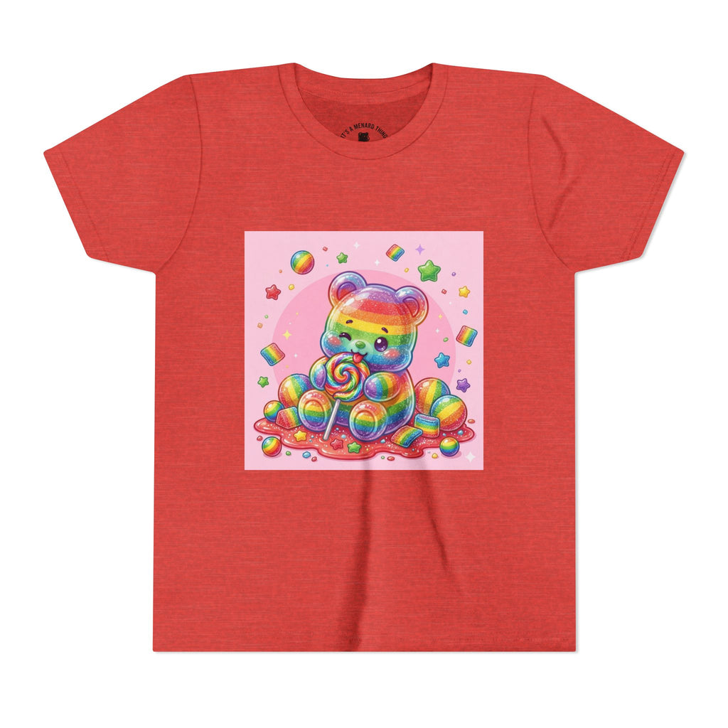 Rainbow Stripe Gooey Gummy Bear Youth T-Shirt