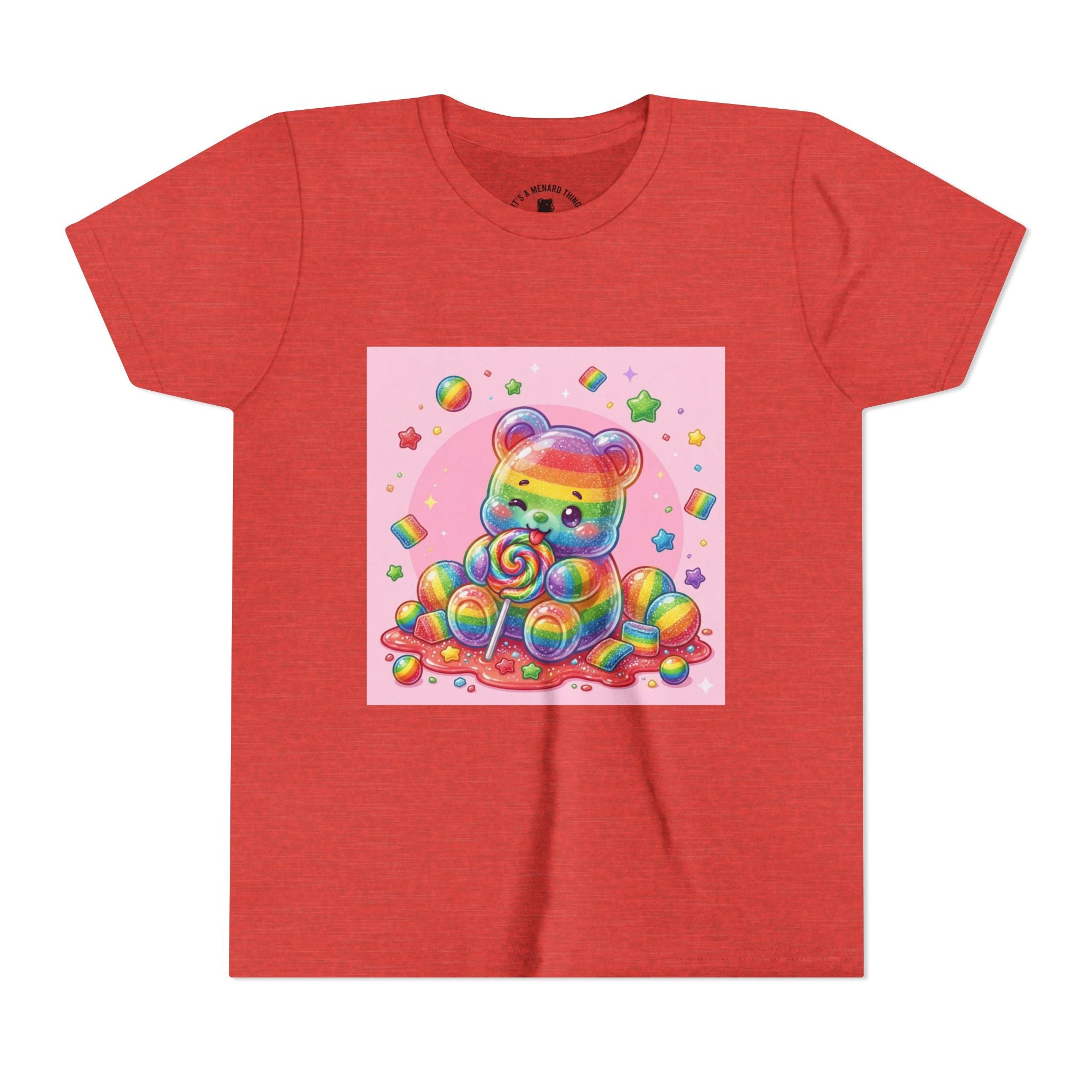 Rainbow Stripe Gooey Gummy Bear Youth T-Shirt