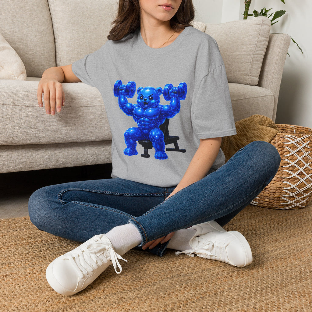 Working out with Bar Bells, Oozy Buff Bear Gummy Special Gym Addition- Adult Graphic Shirt
