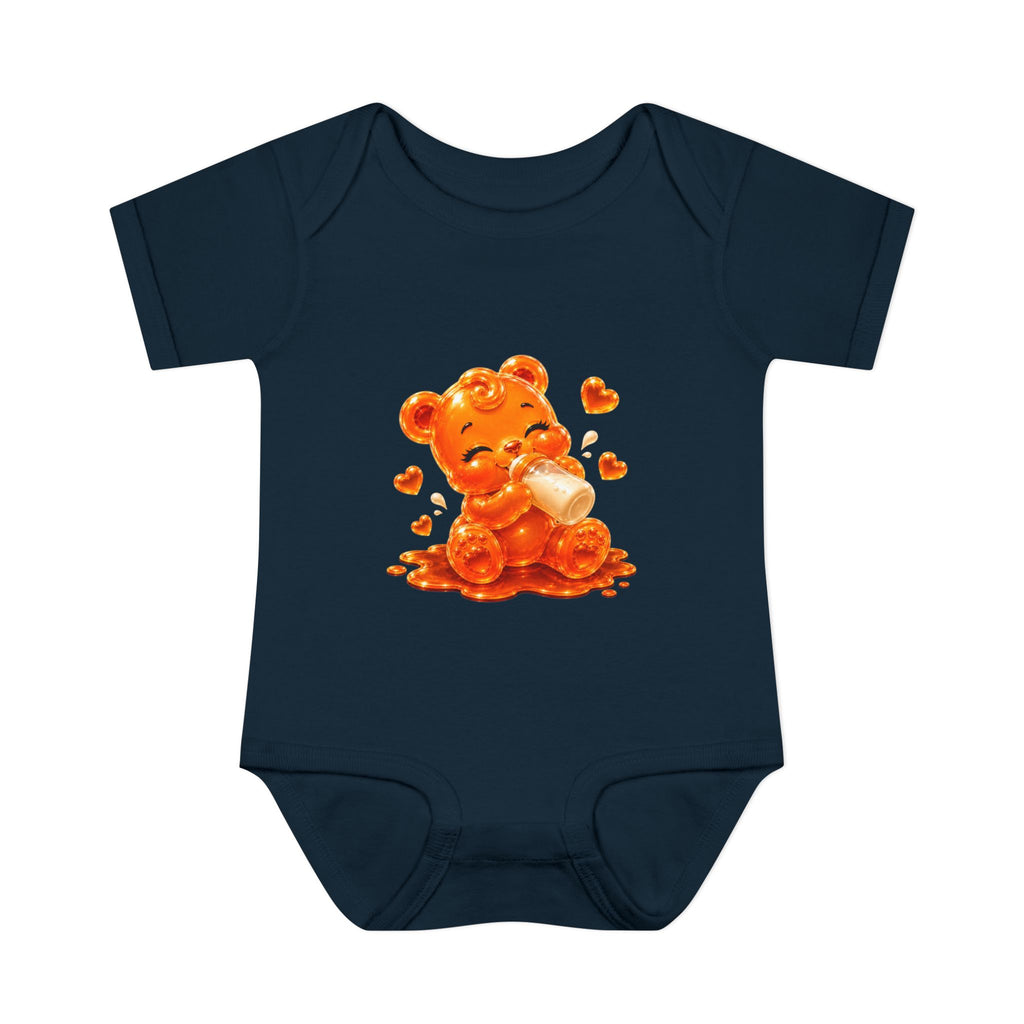 Yummy, Yummy Milk Time Orange Oozy Baby Gummy Bear Cutie Addition- Graphic Onesie
