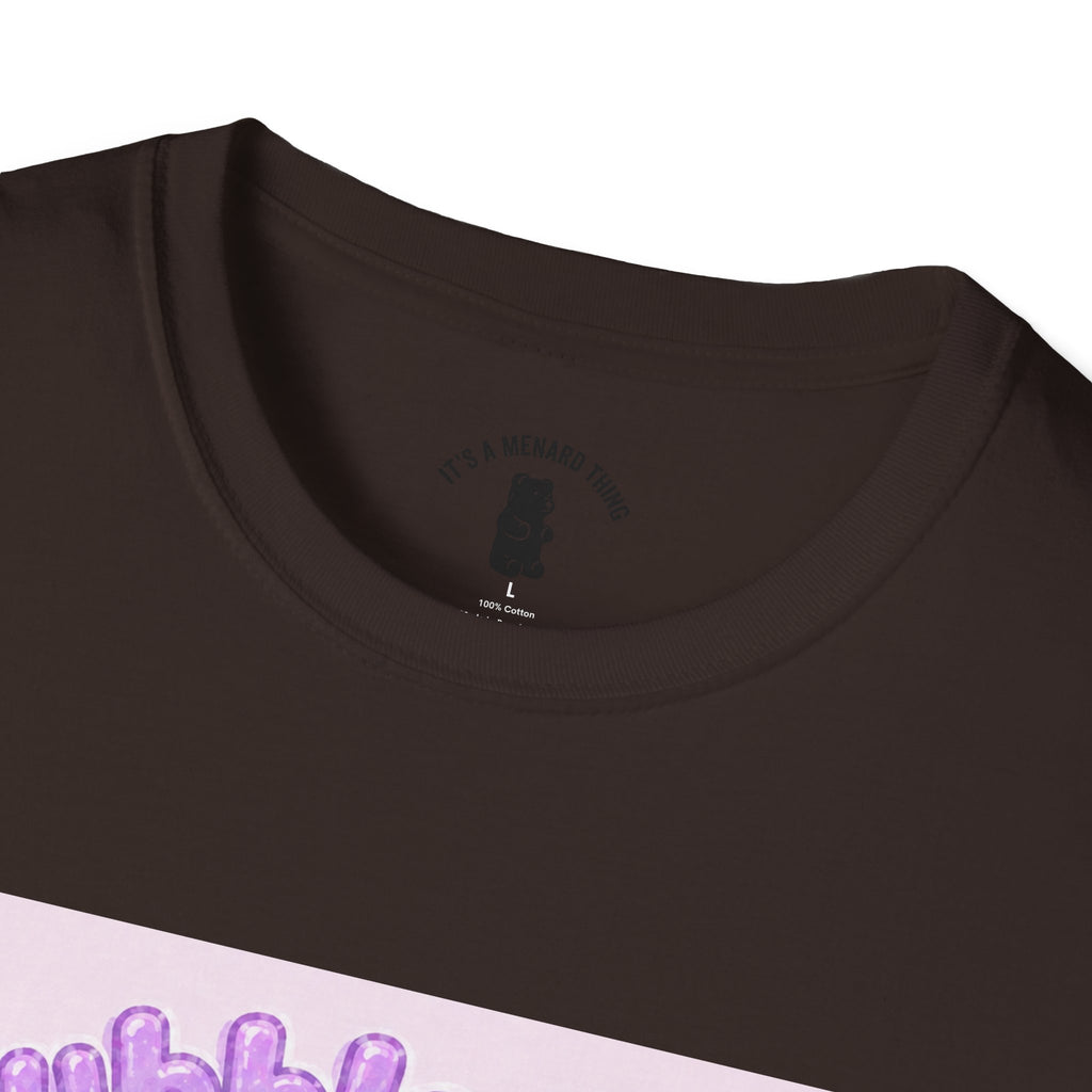 "Bubble Baby" Purple Gooey Gummy Bear — Cute Purple Boba Tea Graphic Tee