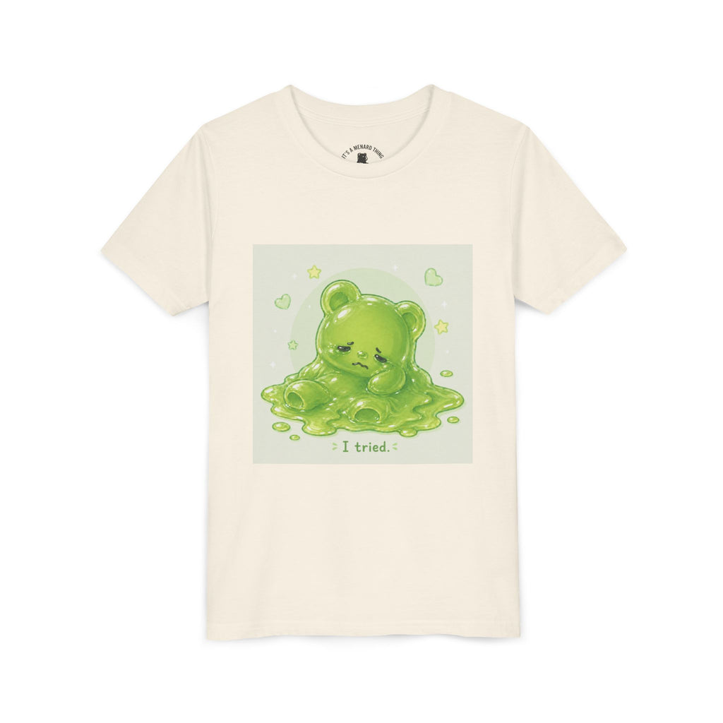 Melting Green Gooey Gummy Bear "I tried." Graphic T-Shirt