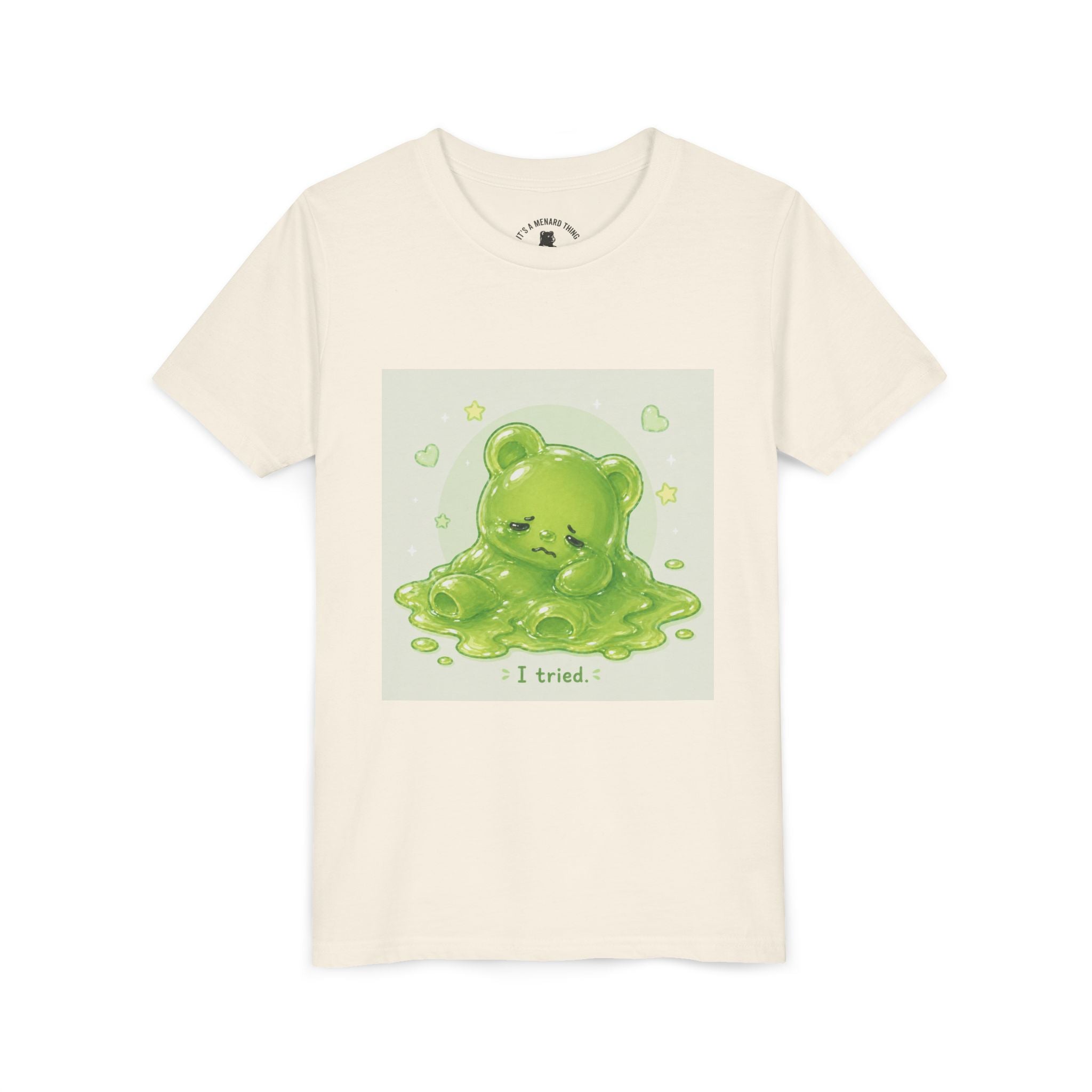 Melting Green Gooey Gummy Bear "I tried." Graphic T-Shirt