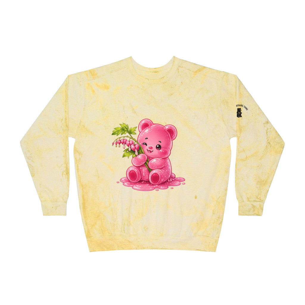 Fresh Bleeding Hearts, Pink Gooey Gummy Bear Friend-Tie-Dye Graphic Sweatshirt