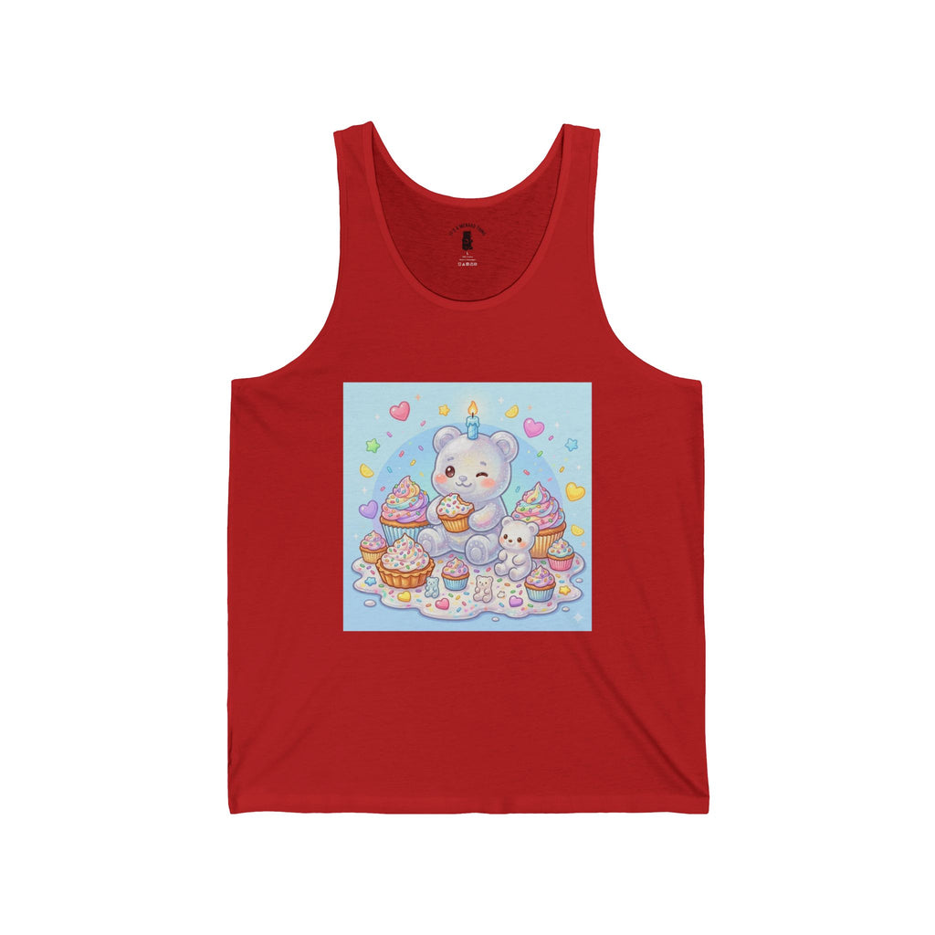 Cupcake Party Surprise, White Gooey Gummy Bear-Kawaii Graphic Tank Top