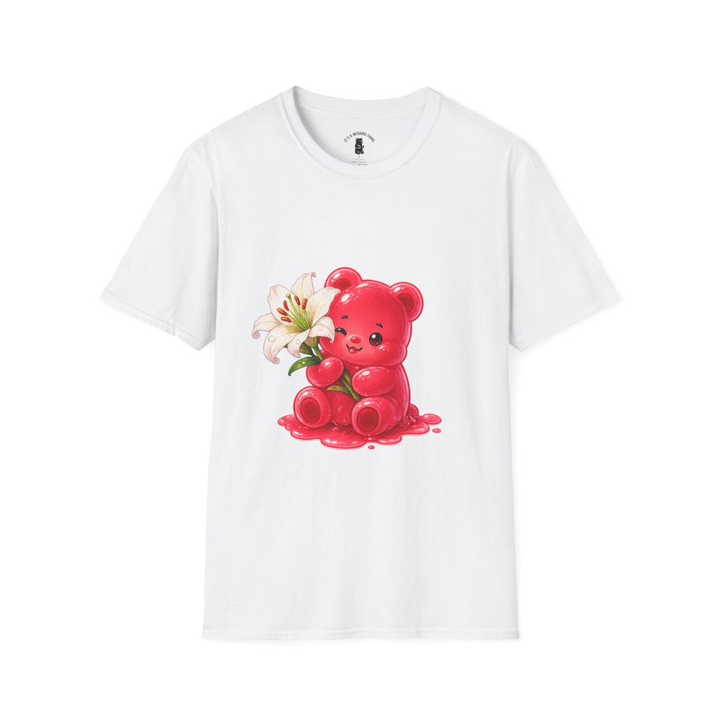 White Casa Blanca Lily, Red Oozy Bear Special Flower Edition- Graphic Shirt