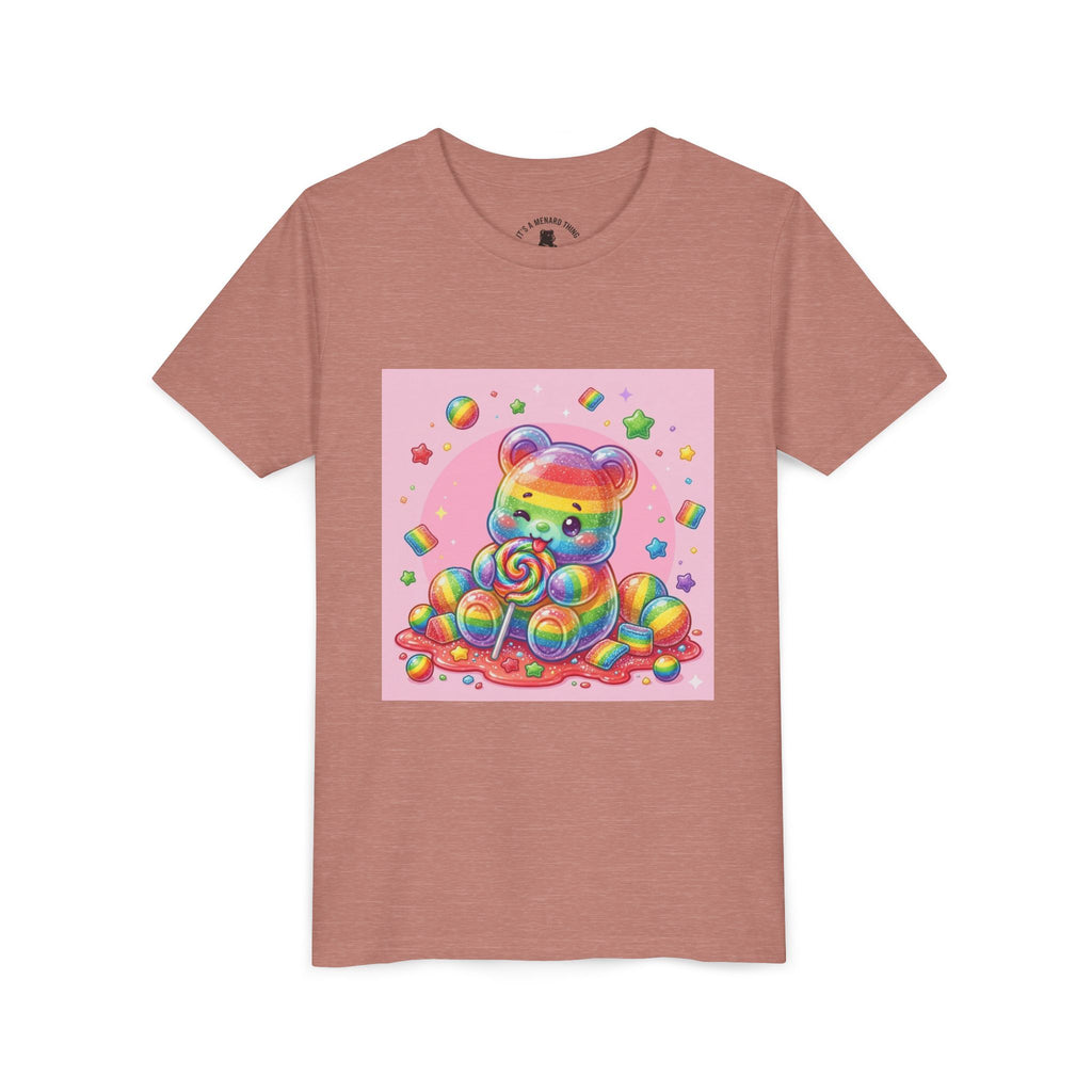 Rainbow Stripe Gooey Gummy Bear Youth T-Shirt