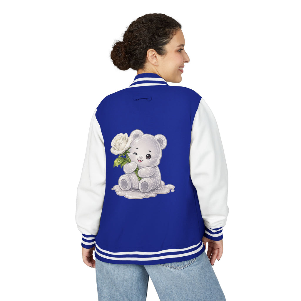 Blooming White Rose, Gooey Gummy Bear Friend- Kawaii Graphic Jacket