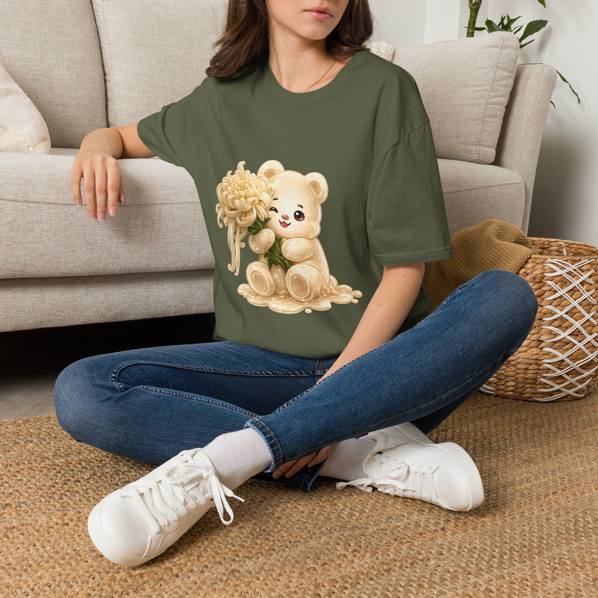Chrysanthemum Special, Cream Oozy Bear Friend Special Flower Additon- Graphic Shirt