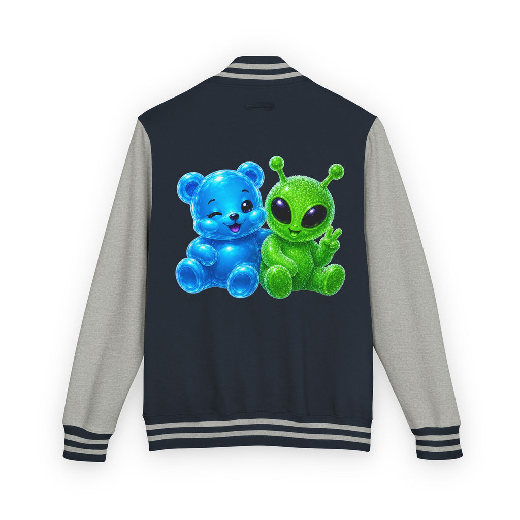 Green Alien and Blue Oozy Bear Gummy Special Addition- Letterman Graphic Jacket
