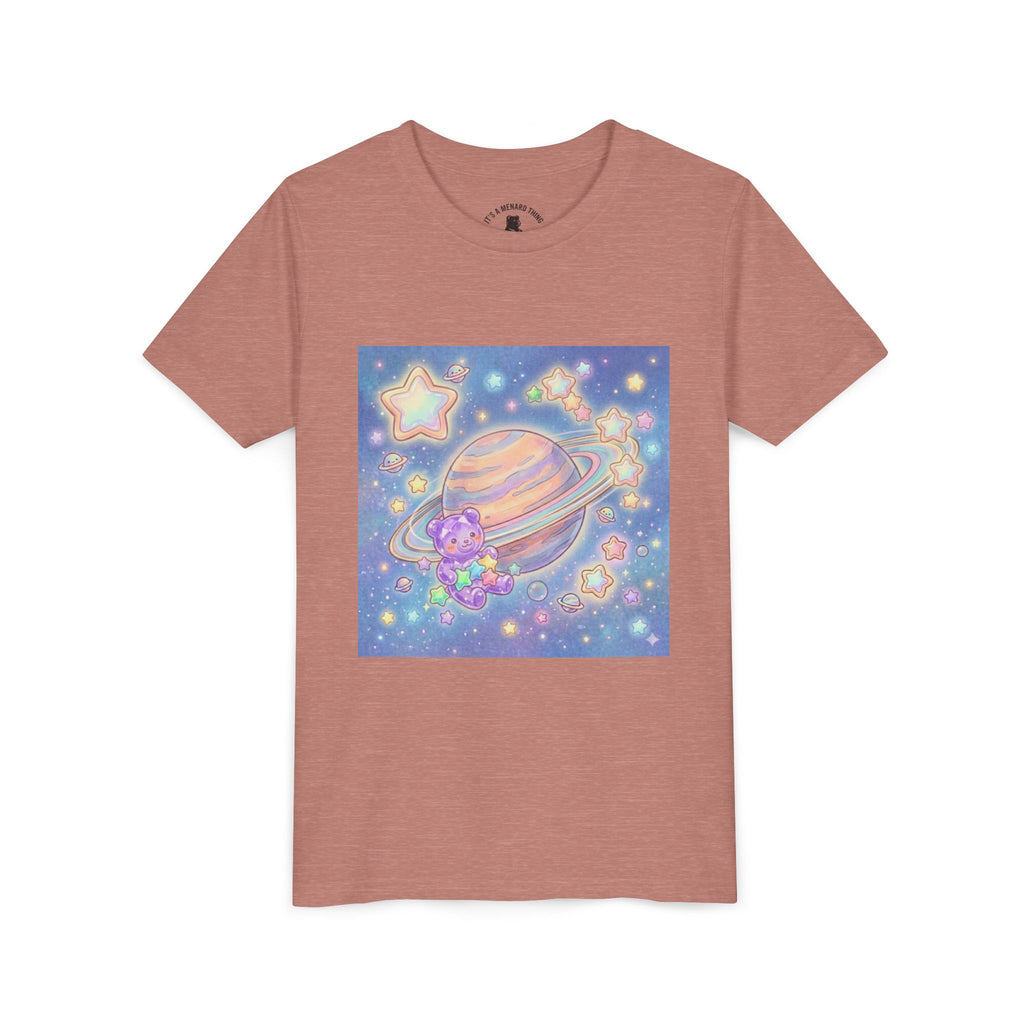 Merry-go-Saturn Cosmic Gooey Crystal Gummy Bear- Stars & Sparkles Graphic T-Shirt
