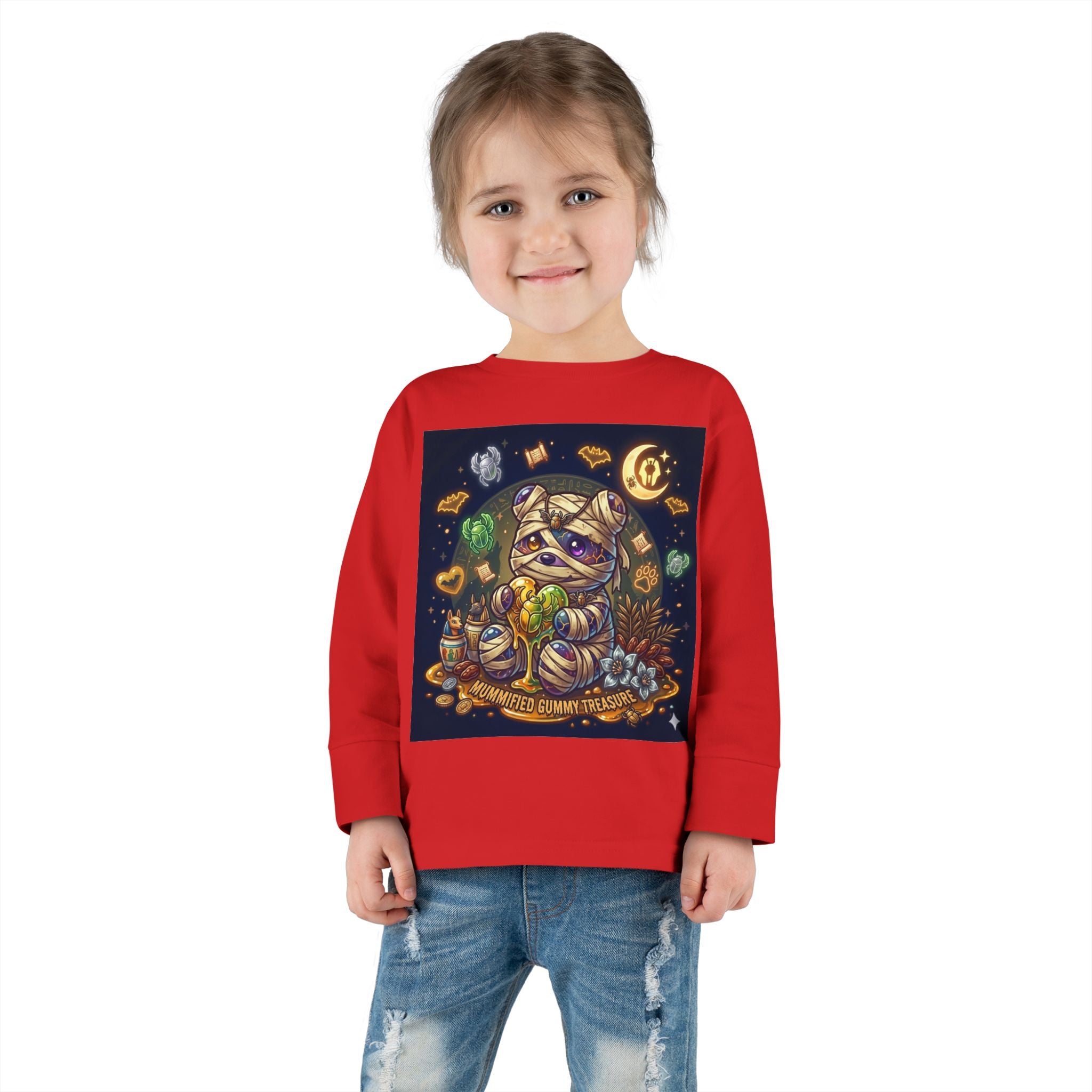 Cute Mummy Halloween Oozy Bear Special- Kids Graphic Long Sleeve Shirt