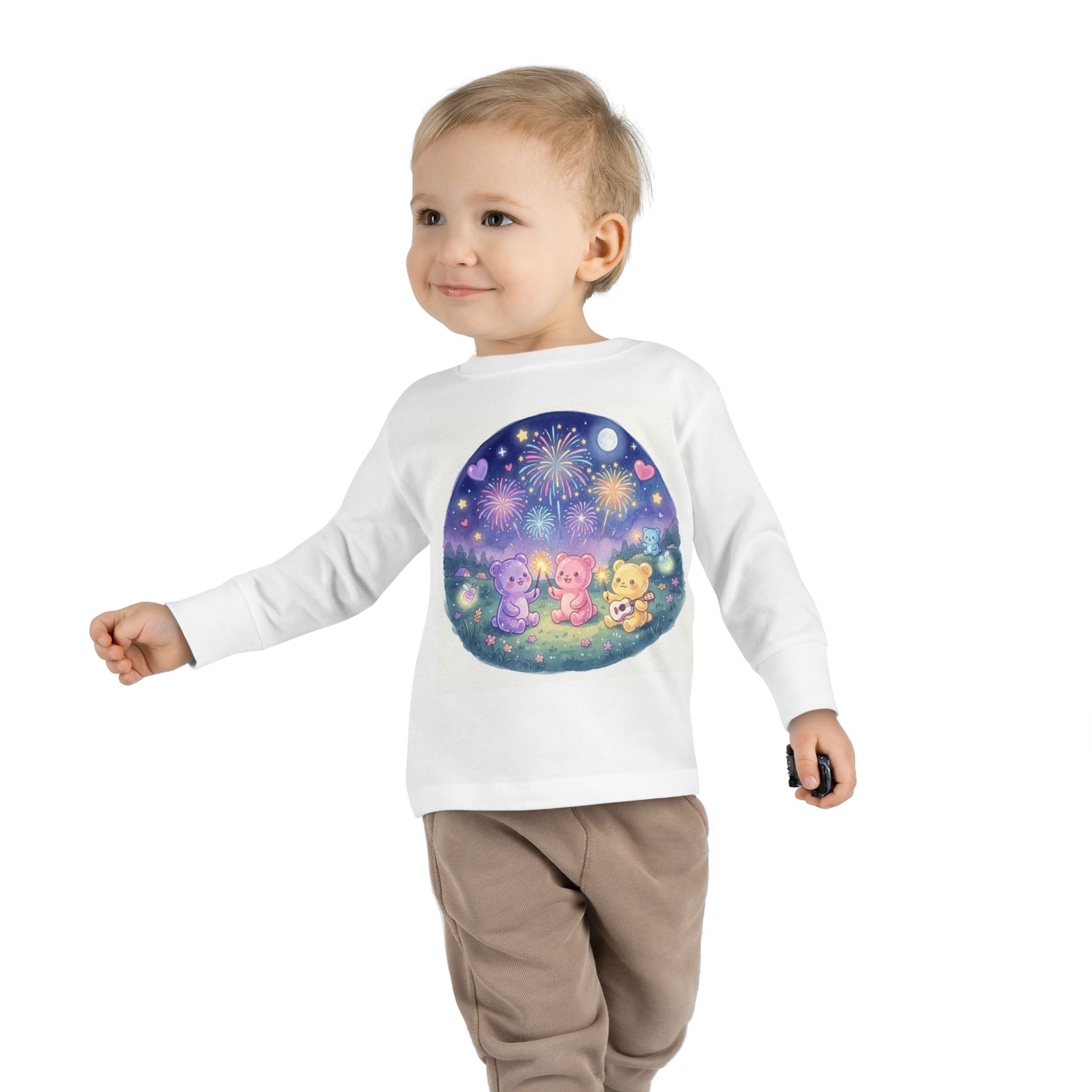 Watching Fireworks In the Night Sky, Oozy Bear Friend Group- Graphic Long Sleeve Shirt