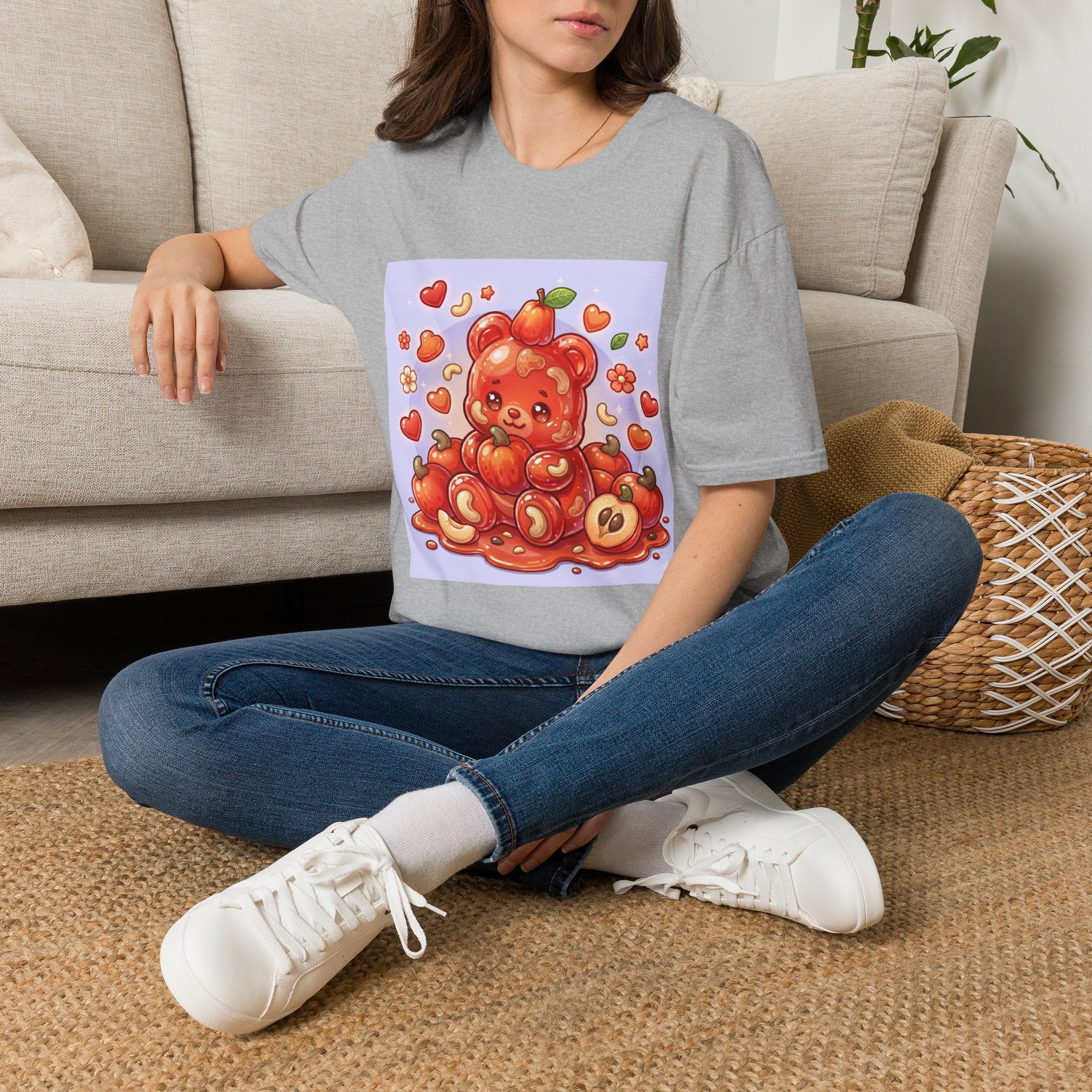 Scrumptious Cashew Apple, Oozy Gummy Bear Friend — Kawaii Graphic Shirt