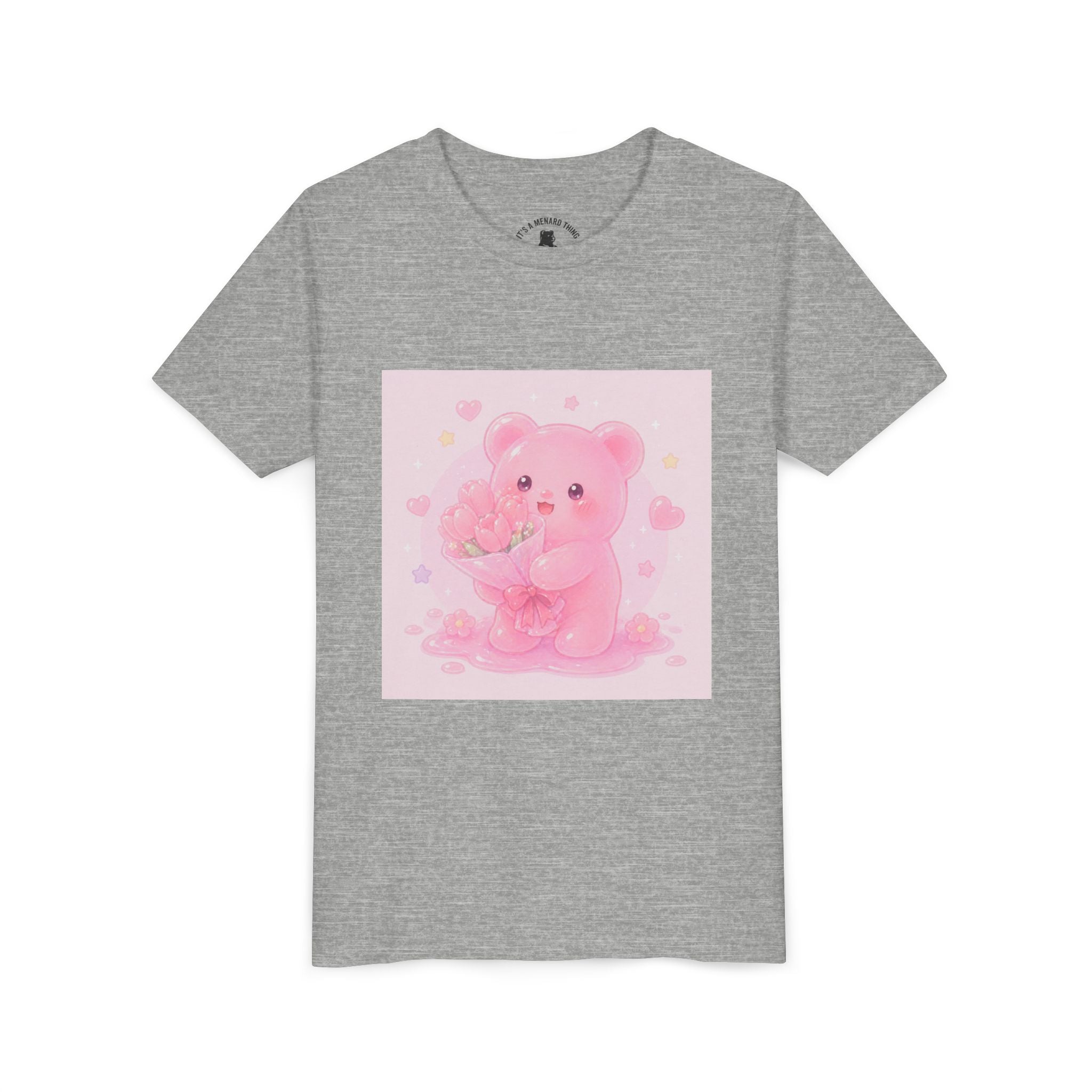 Pink Gooey Gummy Bear Youth Tee – Valentine Gummy Bouquet Kids Shirt