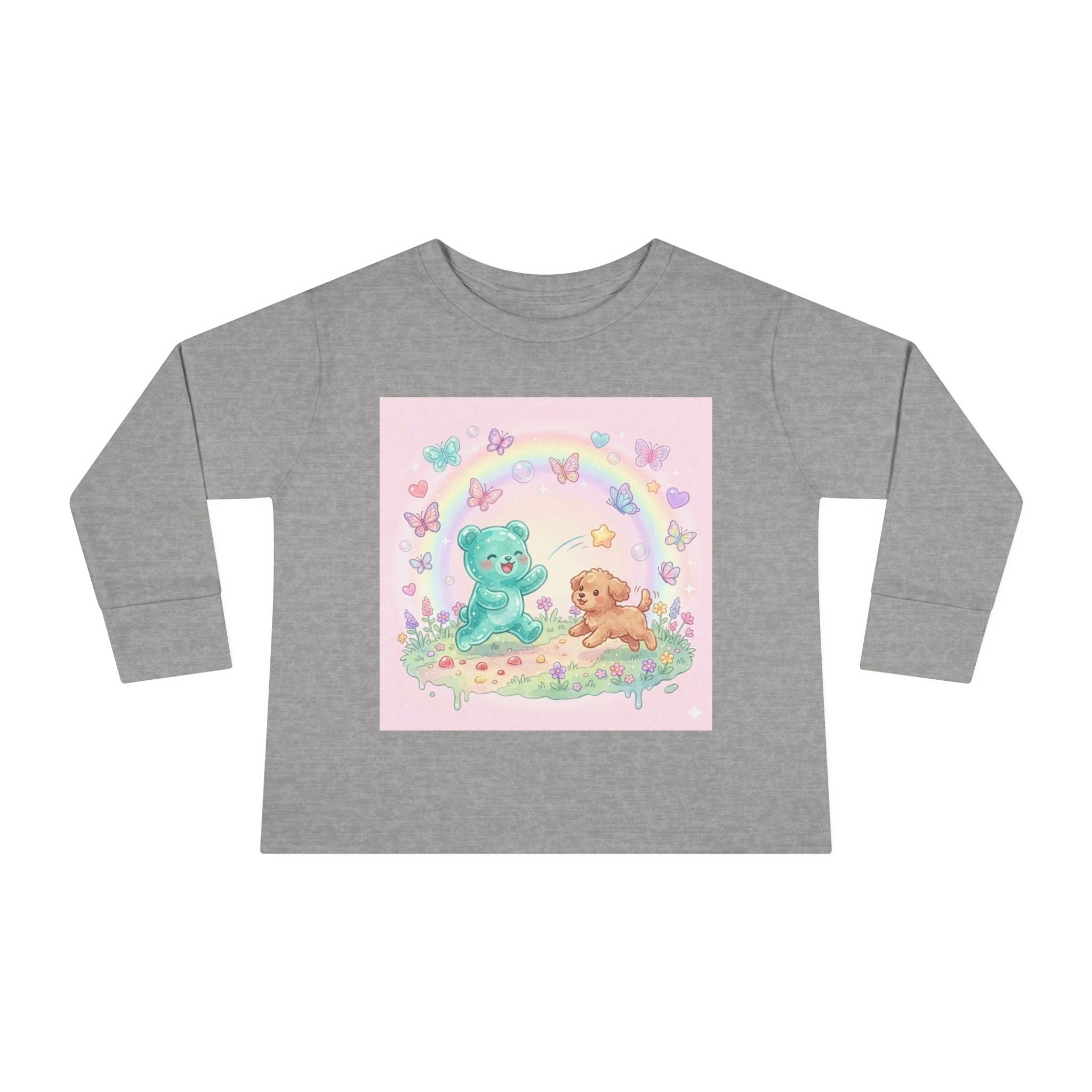 Pastel Puppy Play Time, Oozy Bear Friend- Graphic Long Sleeve Shirt
