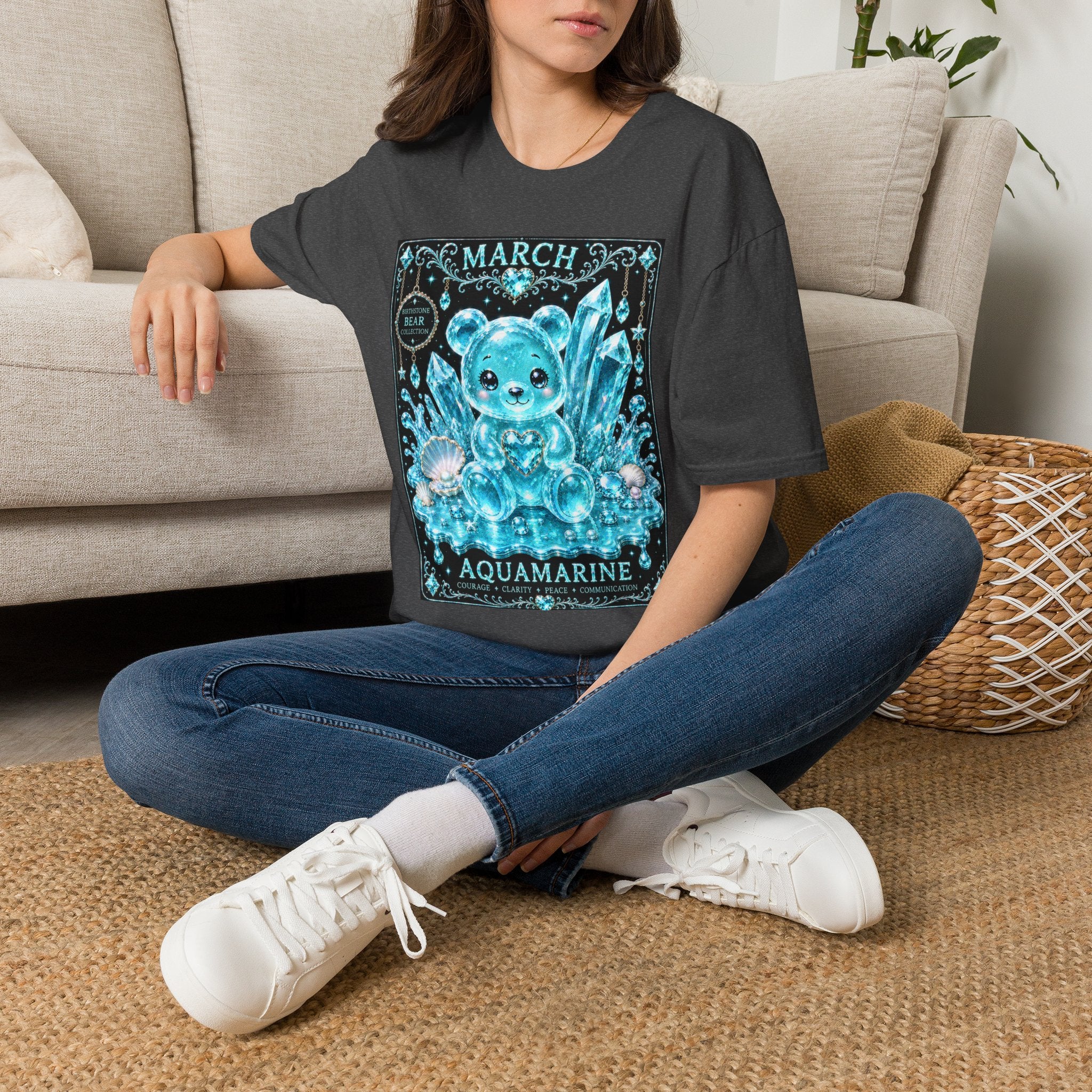 March Aquamarine Birthstone Oozy Bear Friend Special Addition- Graphic Shirt