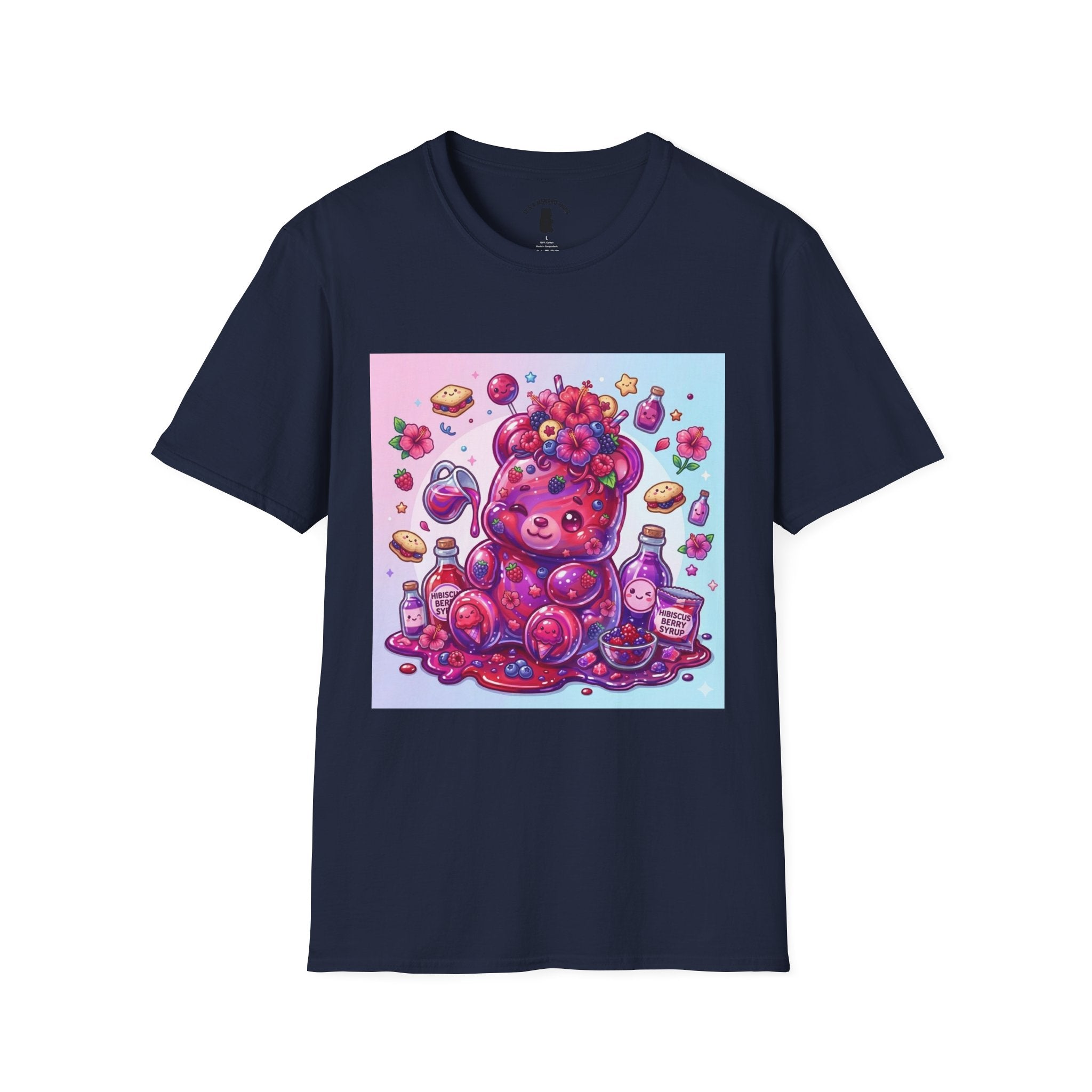 Hibiscus and Mixed Berry Jam, Exotic fruit Flower Gooey Gummy — Kawaii Illustrated T-Shirt