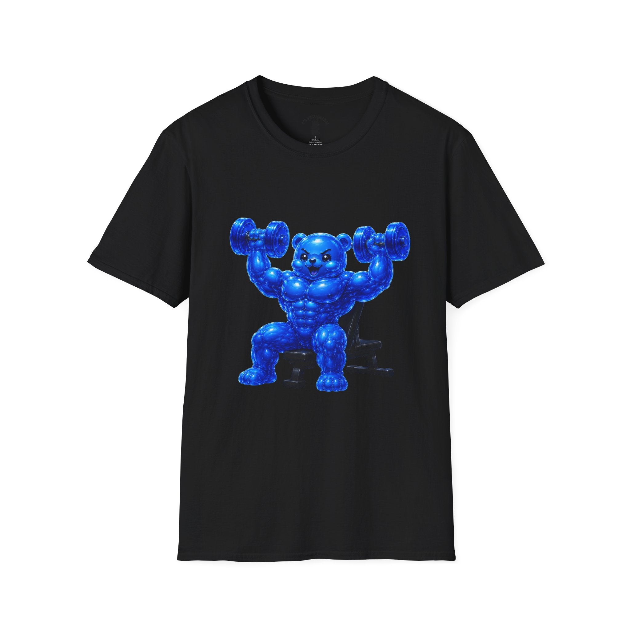 Working out with Bar Bells, Oozy Buff Bear Gummy Special Gym Addition- Adult Graphic Shirt
