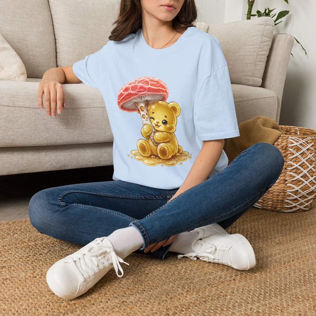 Sticky Strange Orange Mushroom, Yellow Oozy Bear Gummy- Graphic shirt