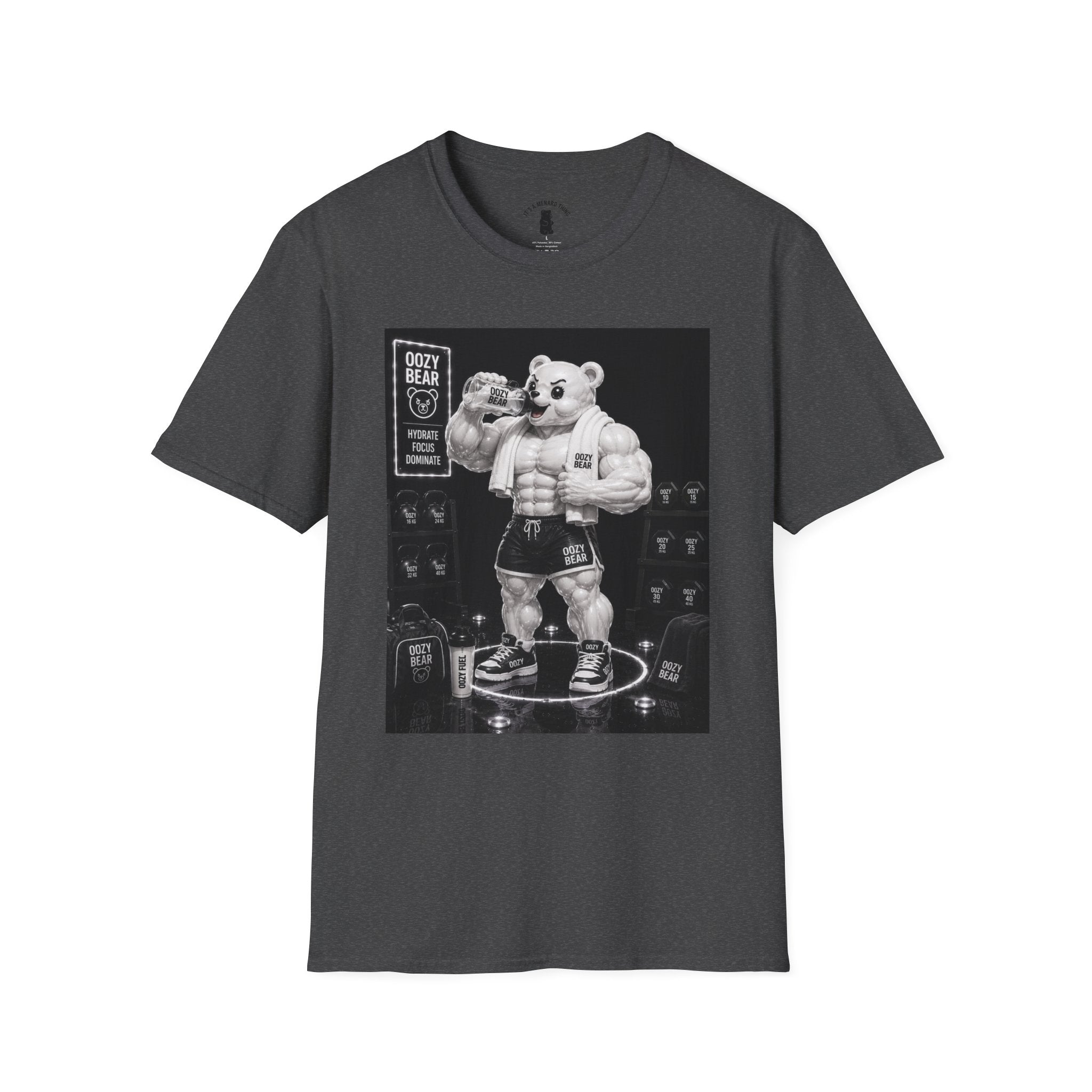 Rehydration Time, Oozy Buff Bodybuilder Gummy Gym Addition- Adult Graphic Shirt