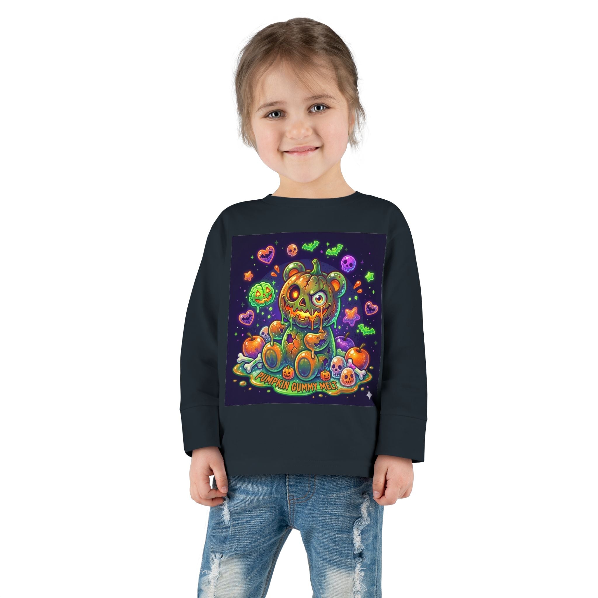 Pumpkin Oozy Bear, Halloween Special- Kids Graphic Long Sleeve Shirt
